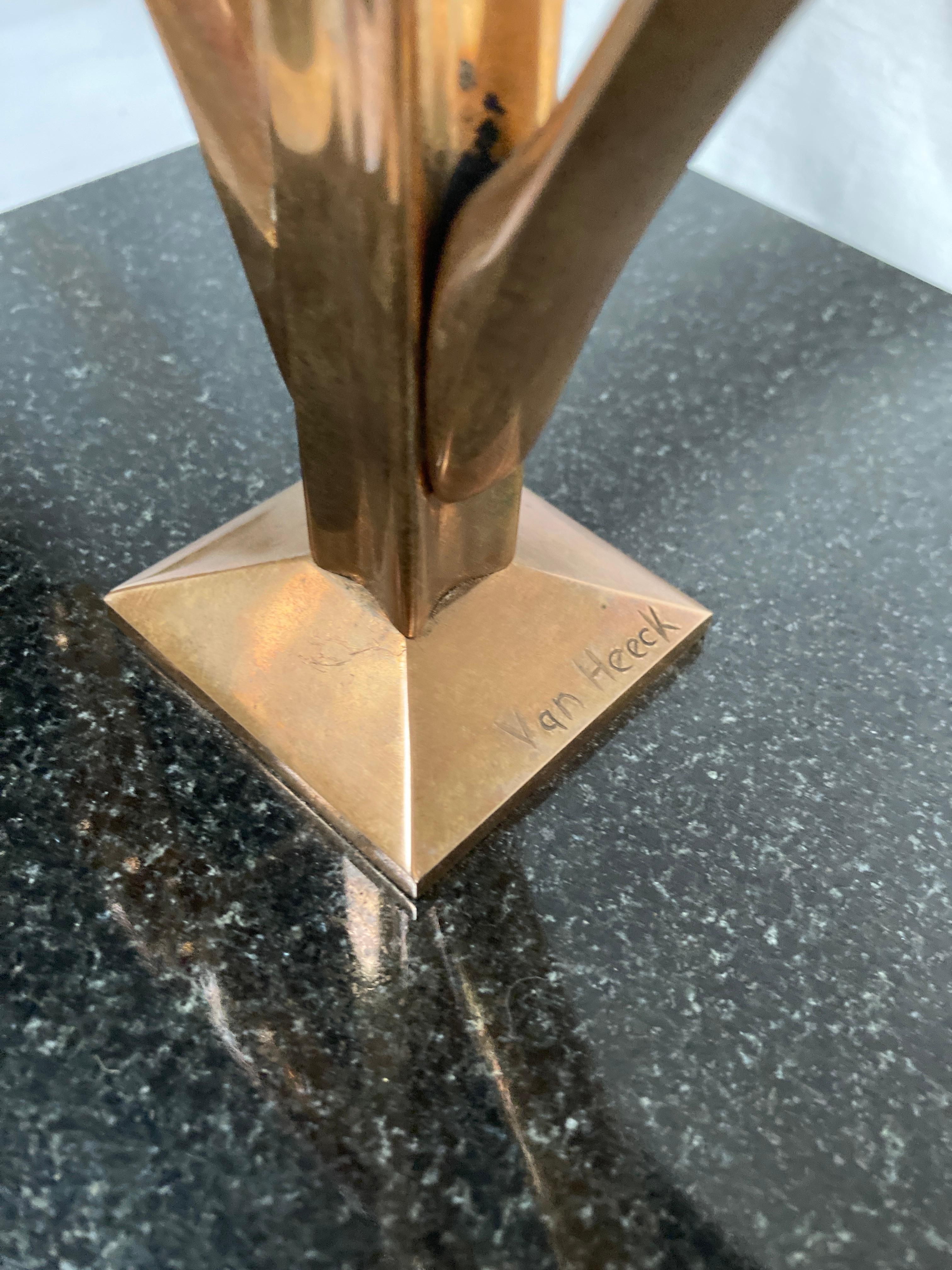 Paire de lampes en bronze par Peter Van Heeck In Good Condition For Sale In Bois-Colombes, FR