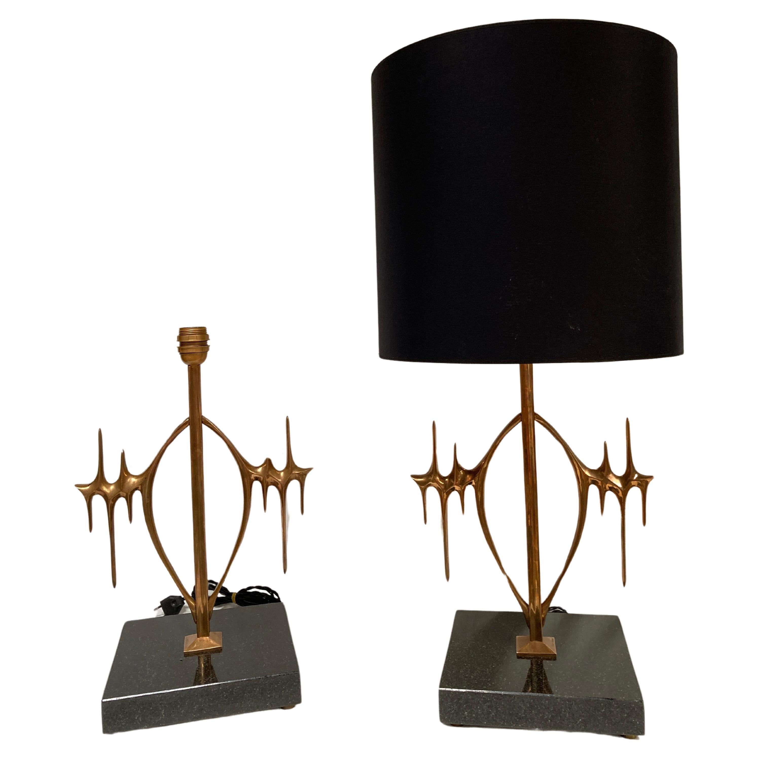 Coppia di lampade in bronzo di Peter Van Heeck