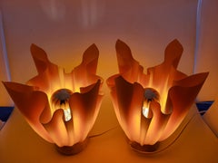 Lampen Georgia Jacob Francaise en résine et socle marbre Vintage 1970 (lot de 2)