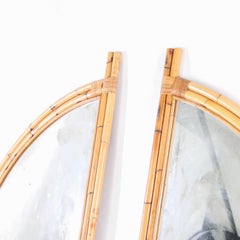 Pair of large rattan « sails » mirrors