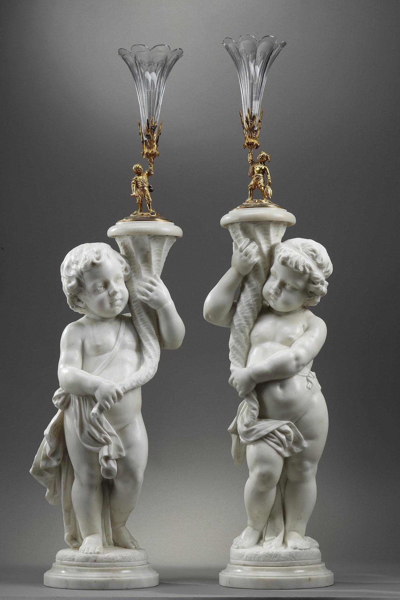 Pair of marble of Carrara Sculptures 