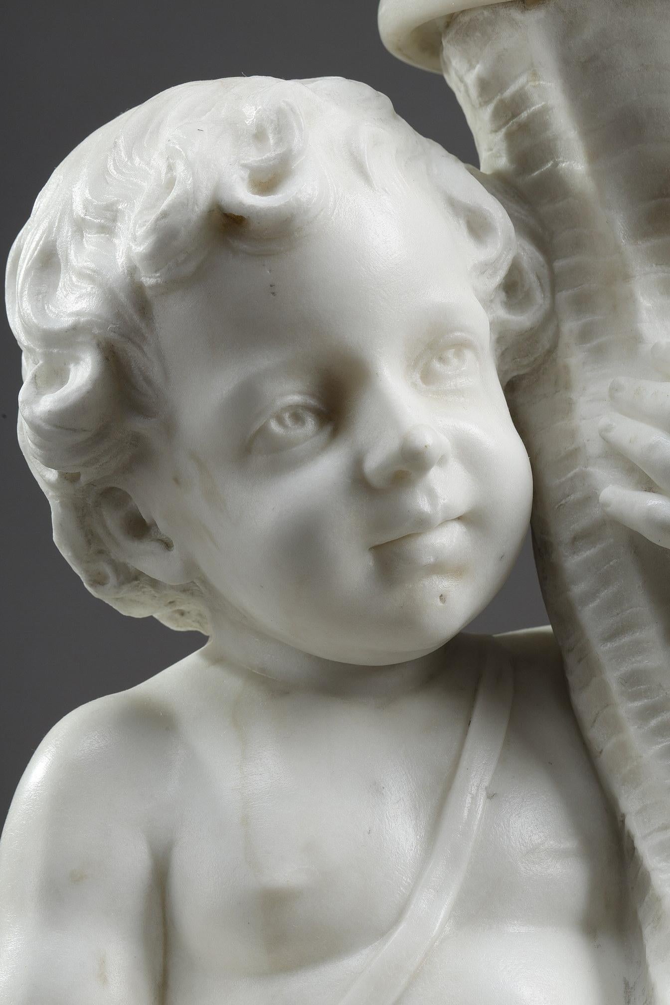 Italian Pair of marble of Carrara Sculptures 