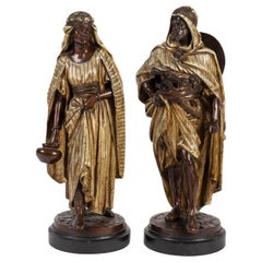 Paire De Sculptures Orientalistes, Homme et Femme, Bronze, Epoque Napoléon III