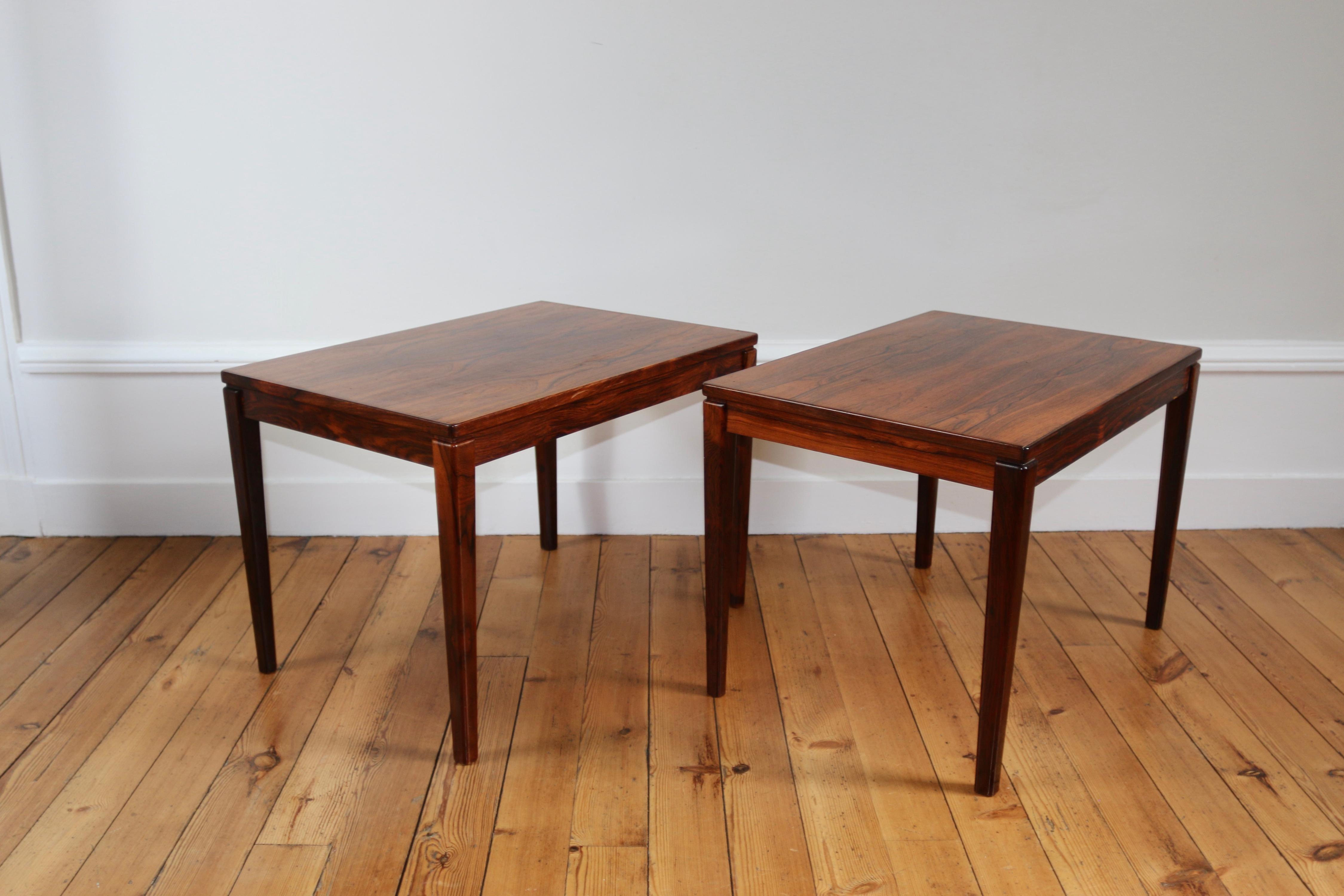 Scandinave moderne Paire de tables basses scandinaves vintage en palissandre 1960 en vente