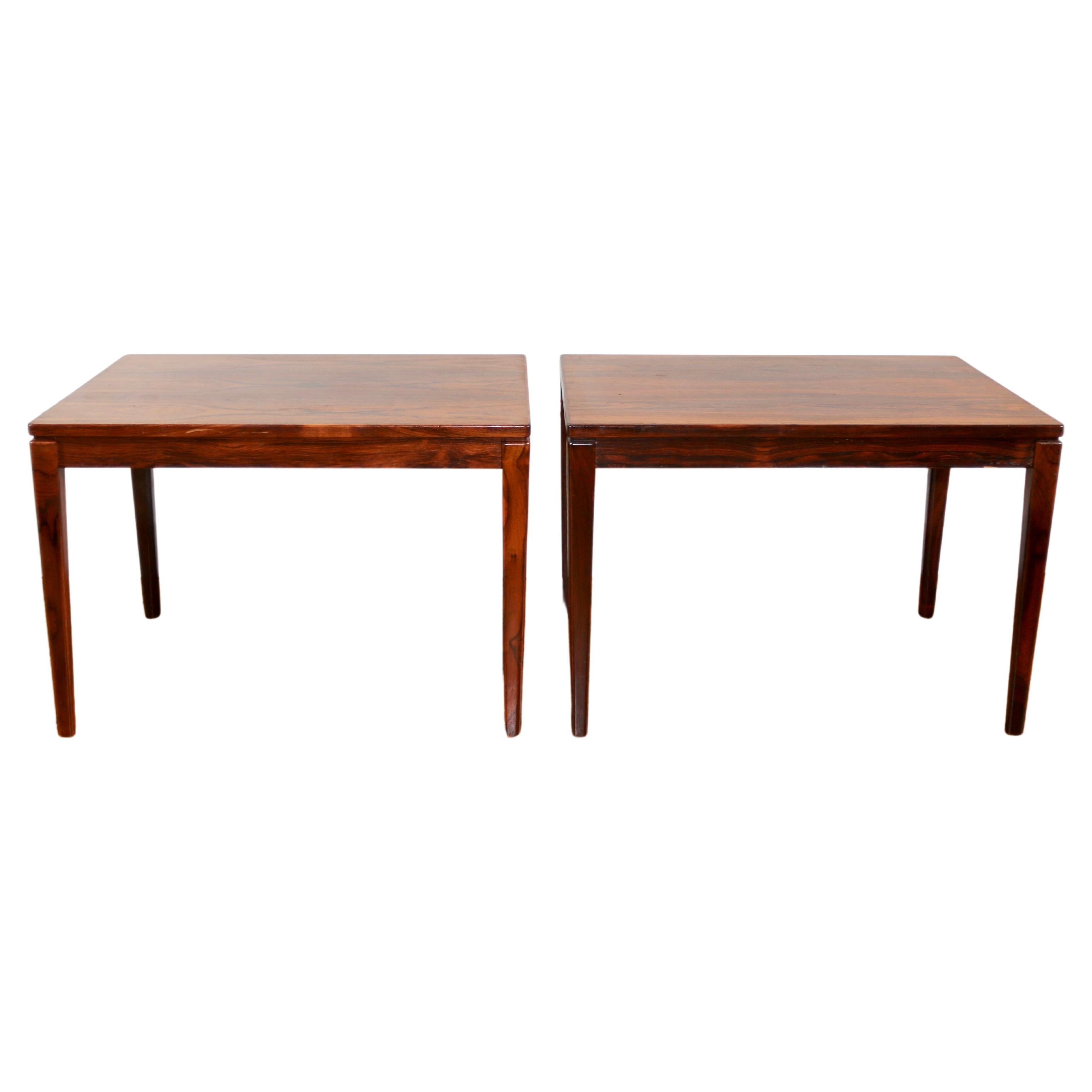 Paire de tables basses scandinaves vintage en palissandre 1960 en venta
