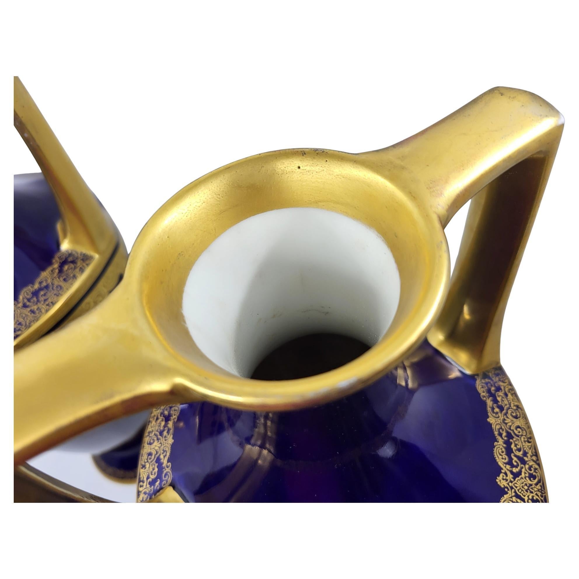 Coppia di vasi Amphore Jean Pouyat, W Guerin Paris Limoges Bleu France 19 ième in vendita 3