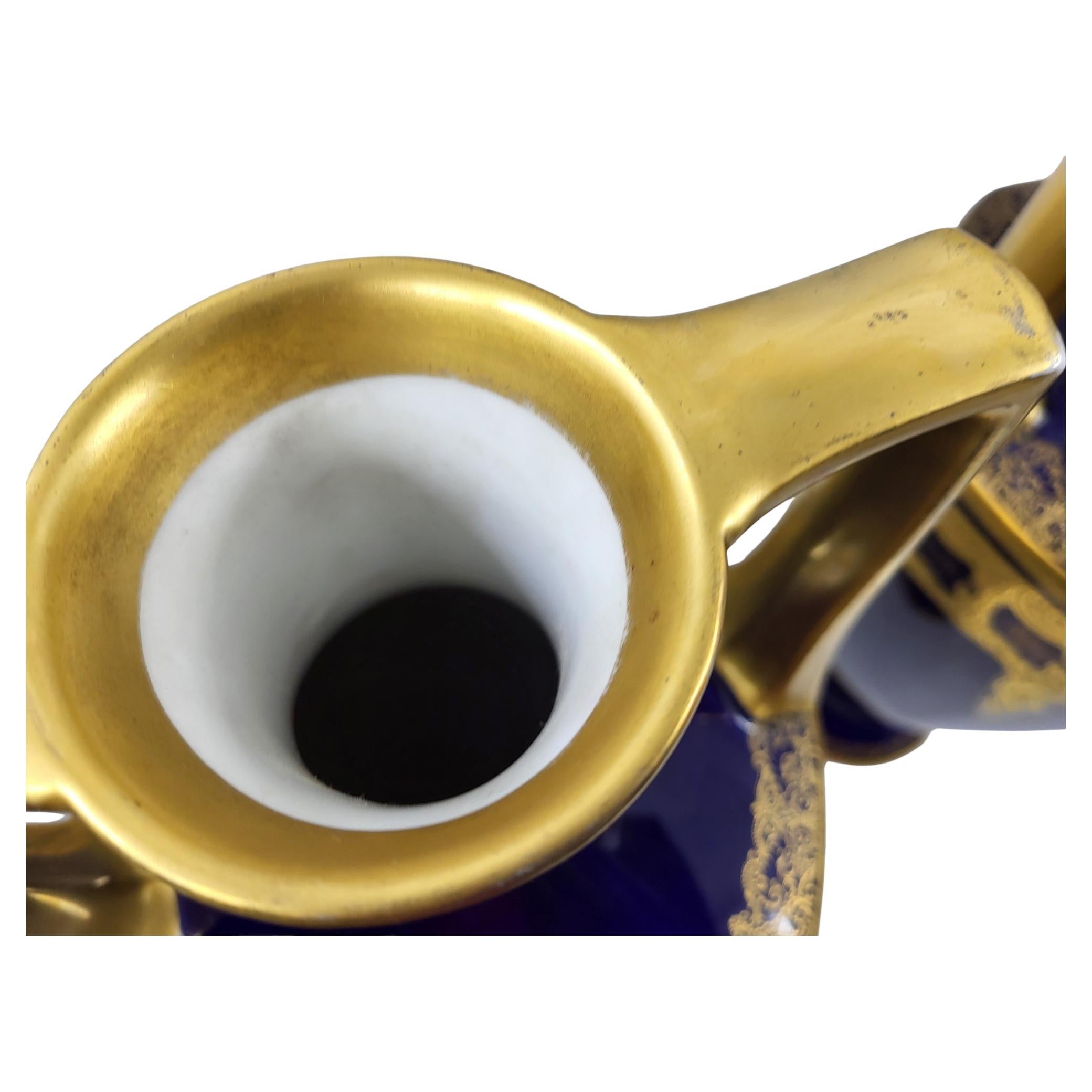 Coppia di vasi Amphore Jean Pouyat, W Guerin Paris Limoges Bleu France 19 ième in vendita 4