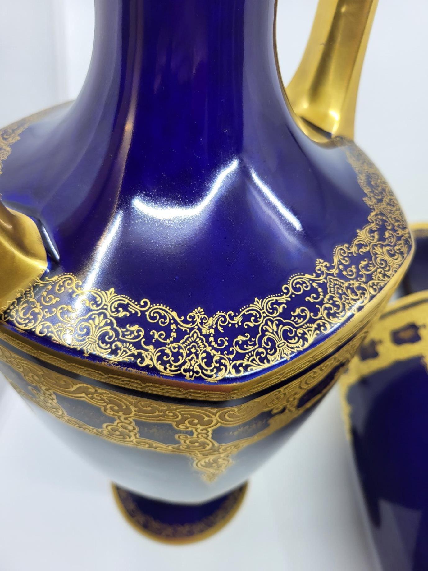 Coppia di vasi Amphore Jean Pouyat, W Guerin Paris Limoges Bleu France 19 ième in vendita 10