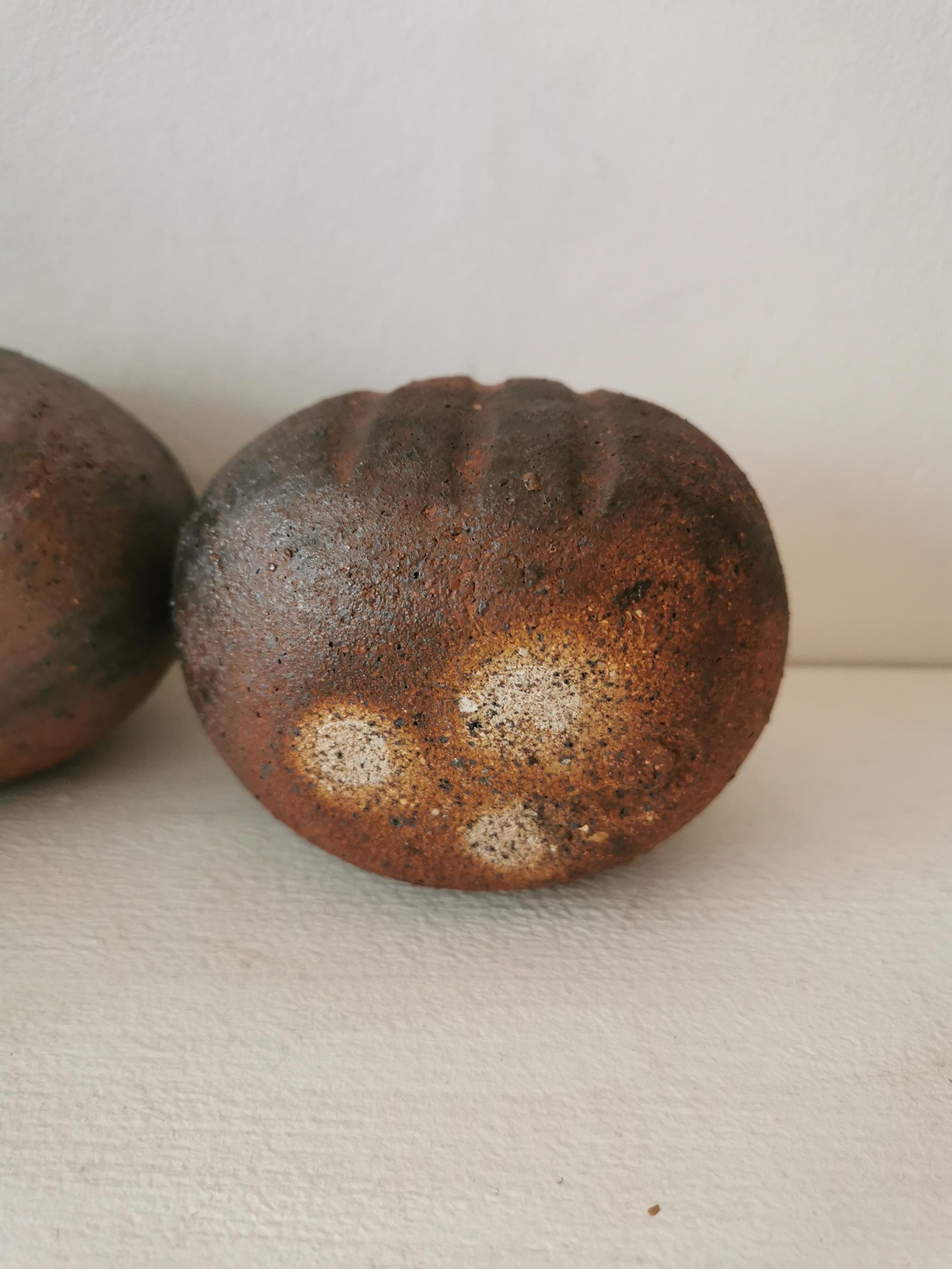 Stoneware Paire de vases boules en grès de la Borne For Sale