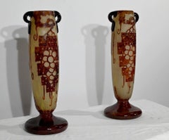 Paire de vases Le Verre Français, signés Charder, Art Déco - 1927