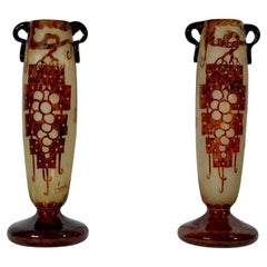 Pair of “Le Verre Français” vases, signed Charder, Art Deco – 1927