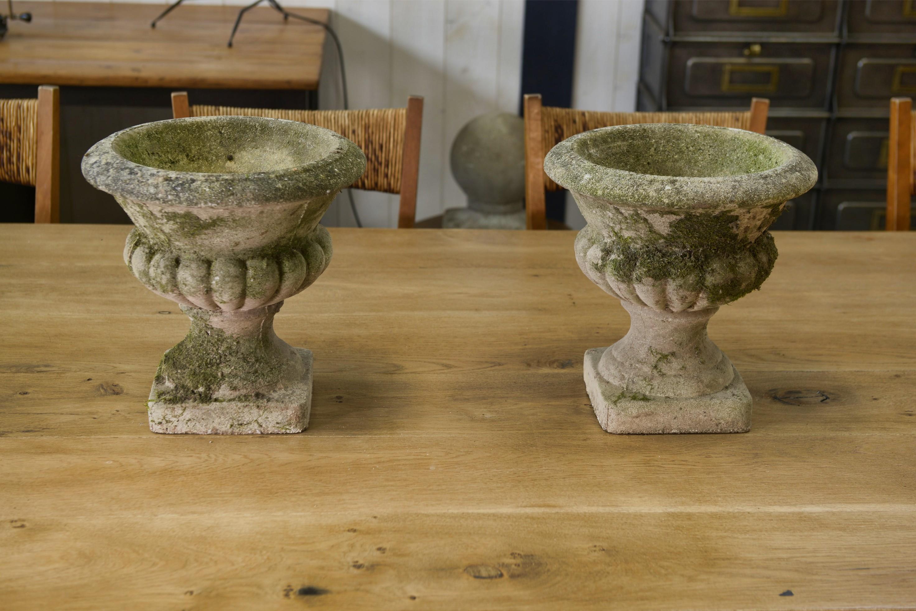 Paire de vases Médicis en pierre reconstituée XXème en vente 5