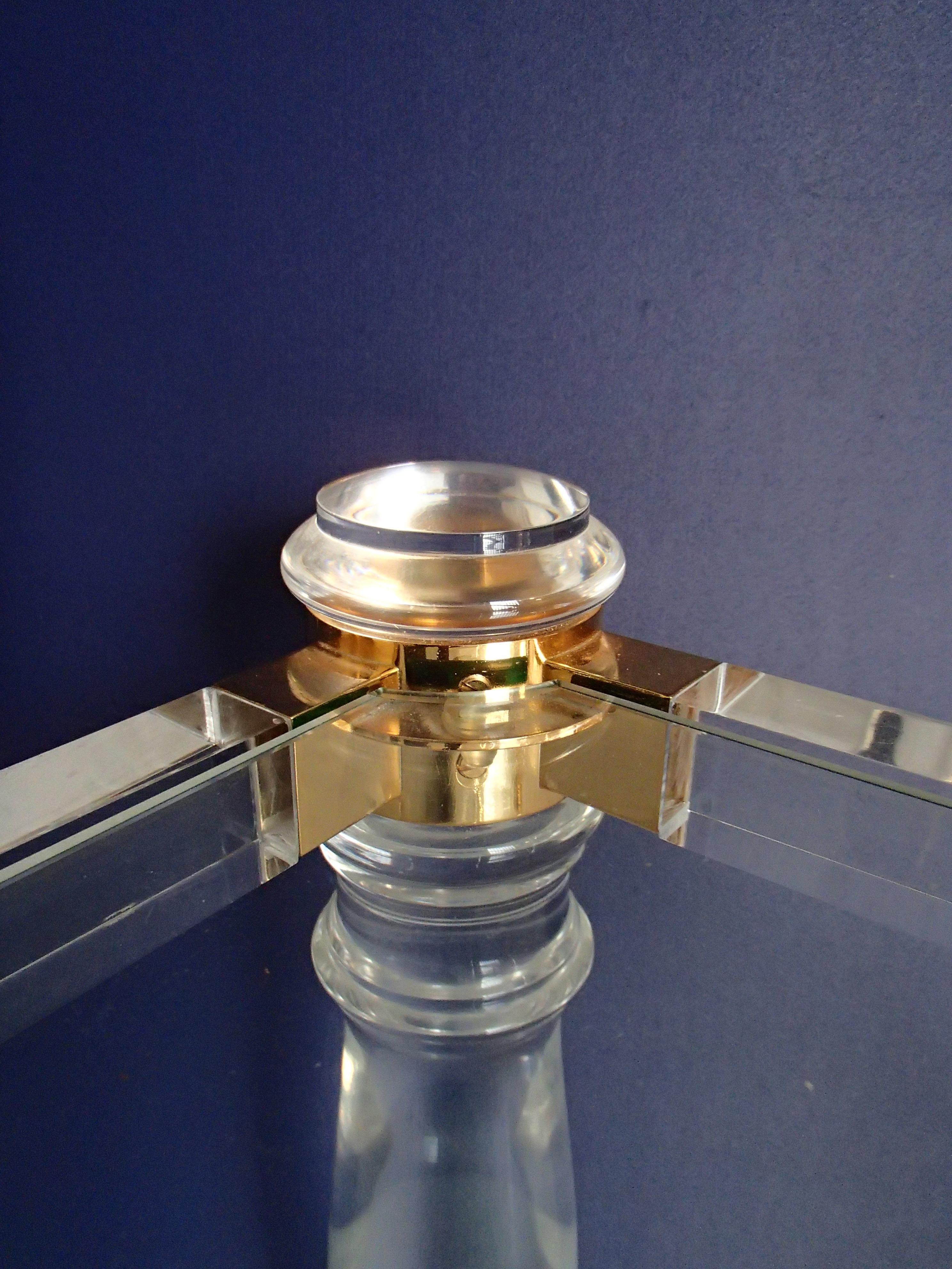 Pair of Modern Side Tables Plexi Glass, Glass and Brass  For Sale 9