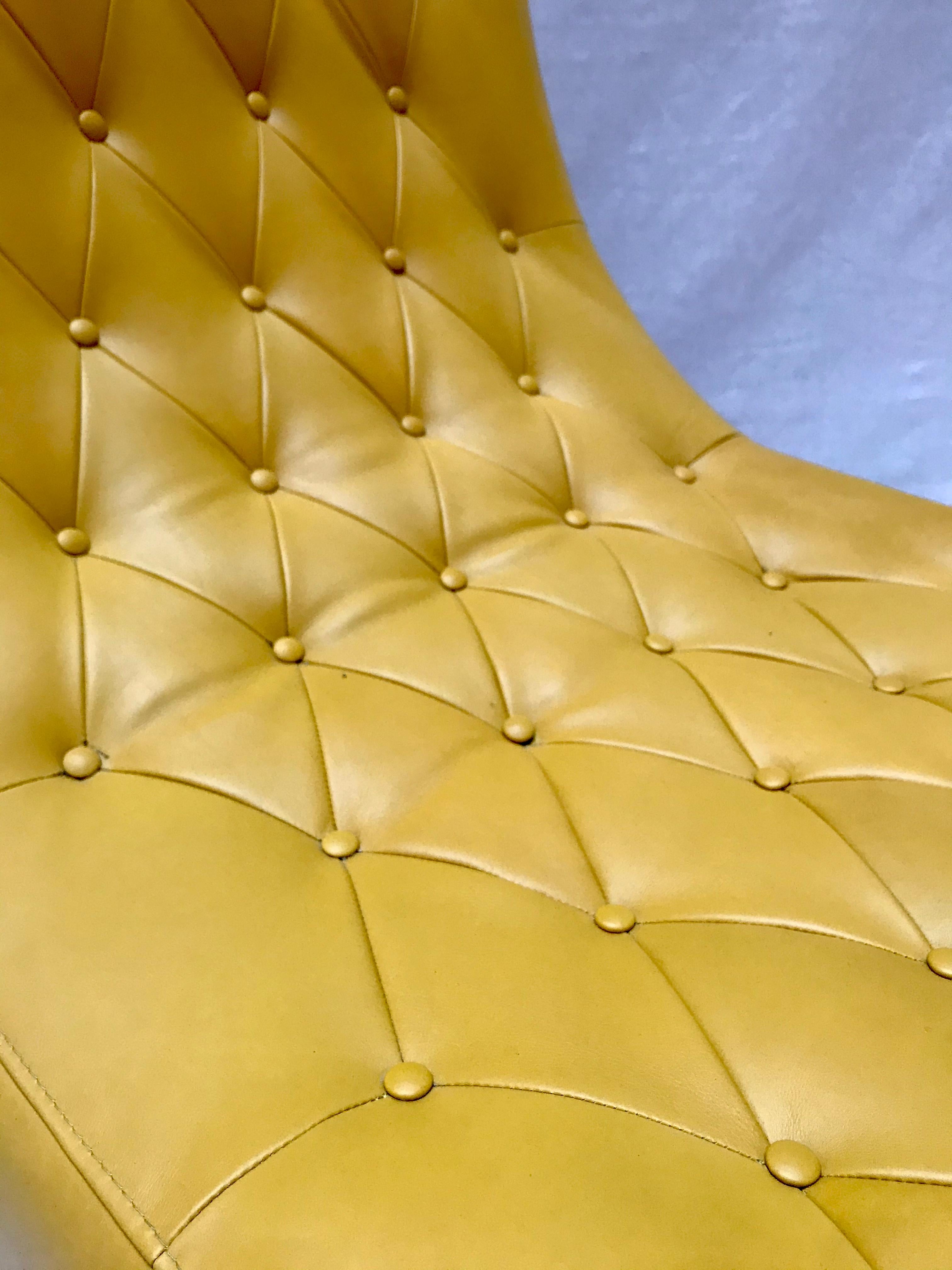 Pair of Armchairs in Yellow Hermès Leather In Good Condition For Sale In Saint-Ouen, FR