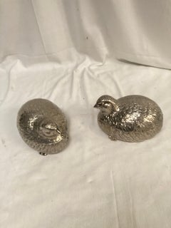 Paire of "birds" silver plated boxe