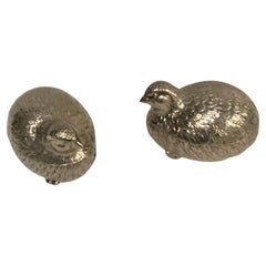 Pareja de cajas "pájaros" bañadas en plata