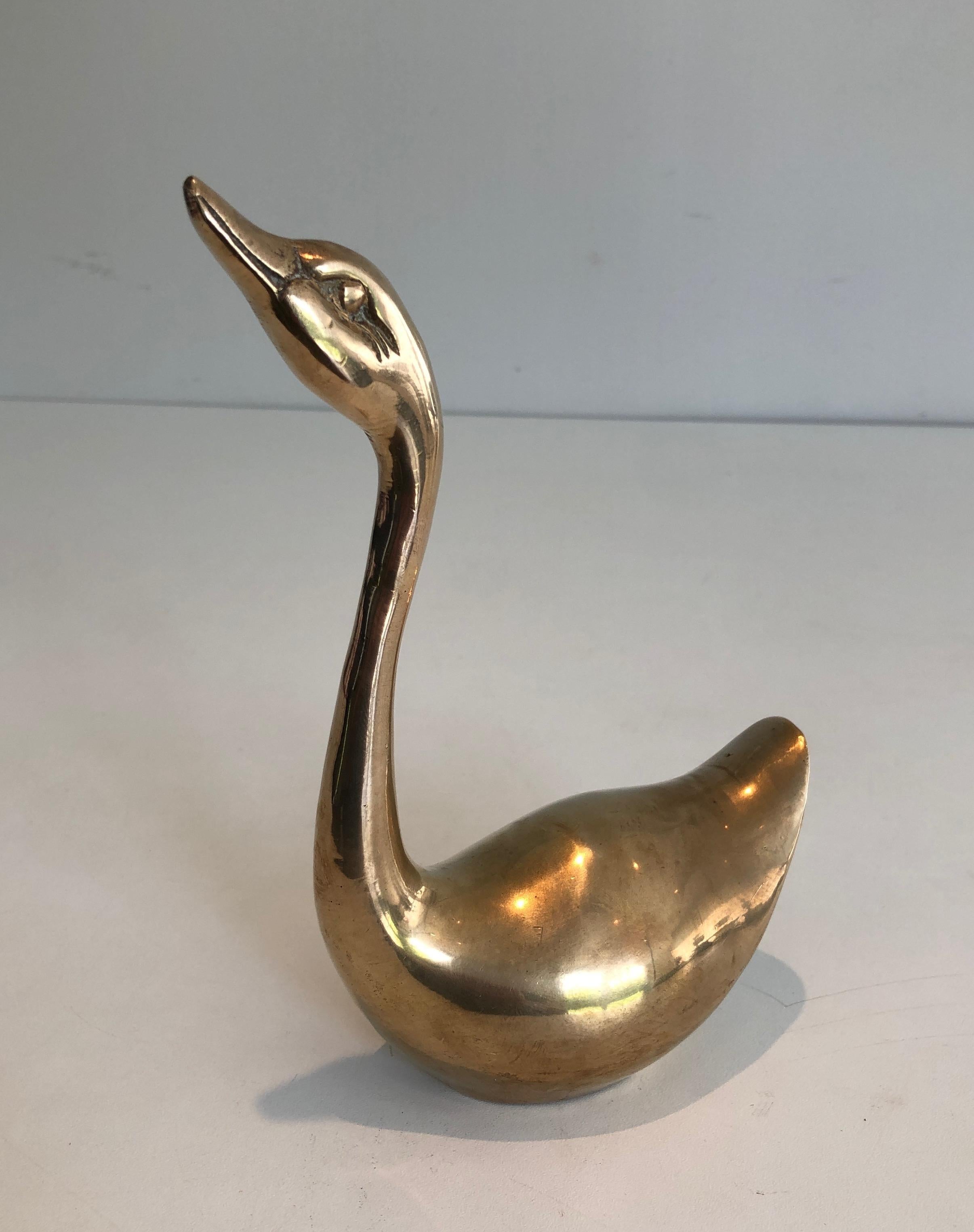 Mid-Century Modern Paire of Brass Ducks, French, Circa 1970 For Sale