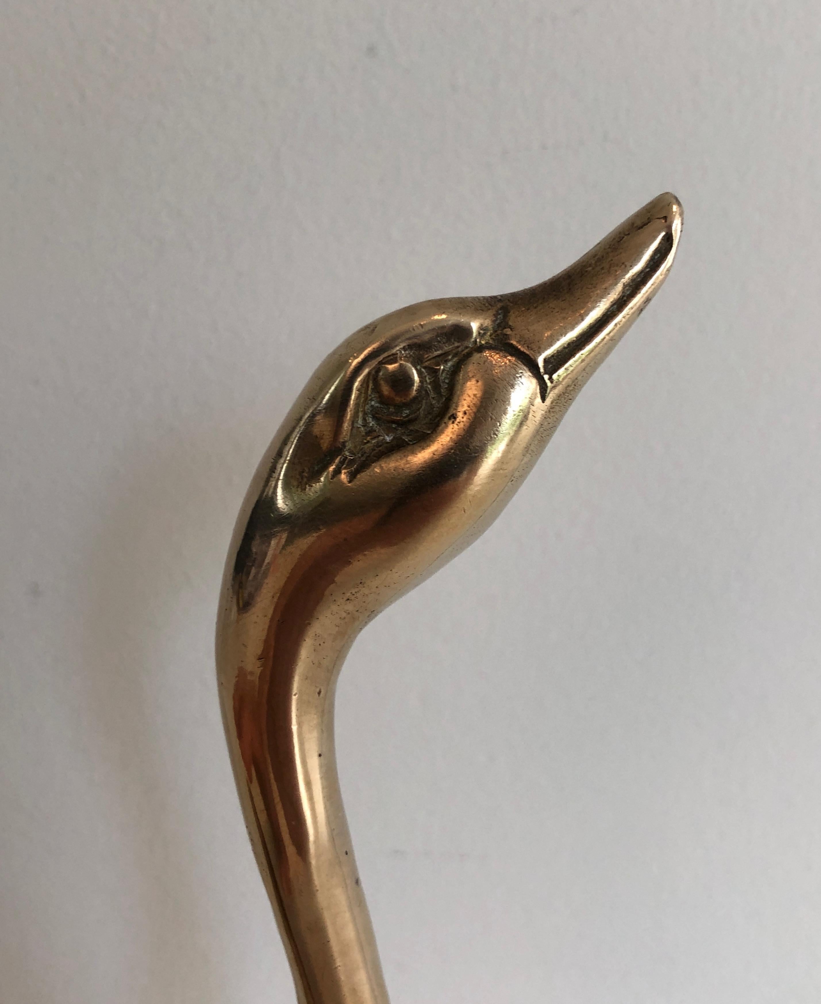 Paire of Brass Ducks, French, Circa 1970 In Good Condition For Sale In Marcq-en-Barœul, Hauts-de-France