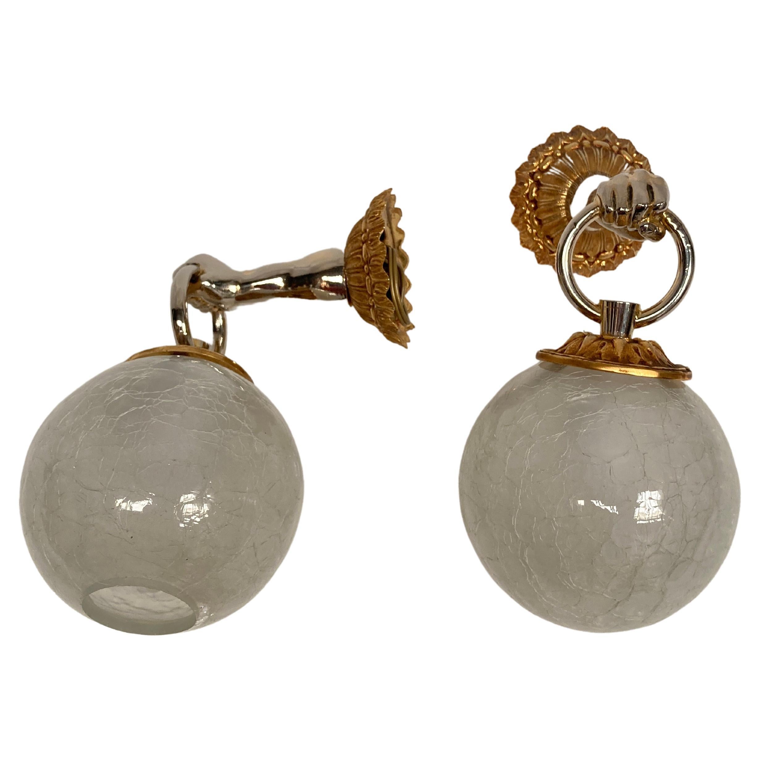 Paire of bronze and glass sconces 