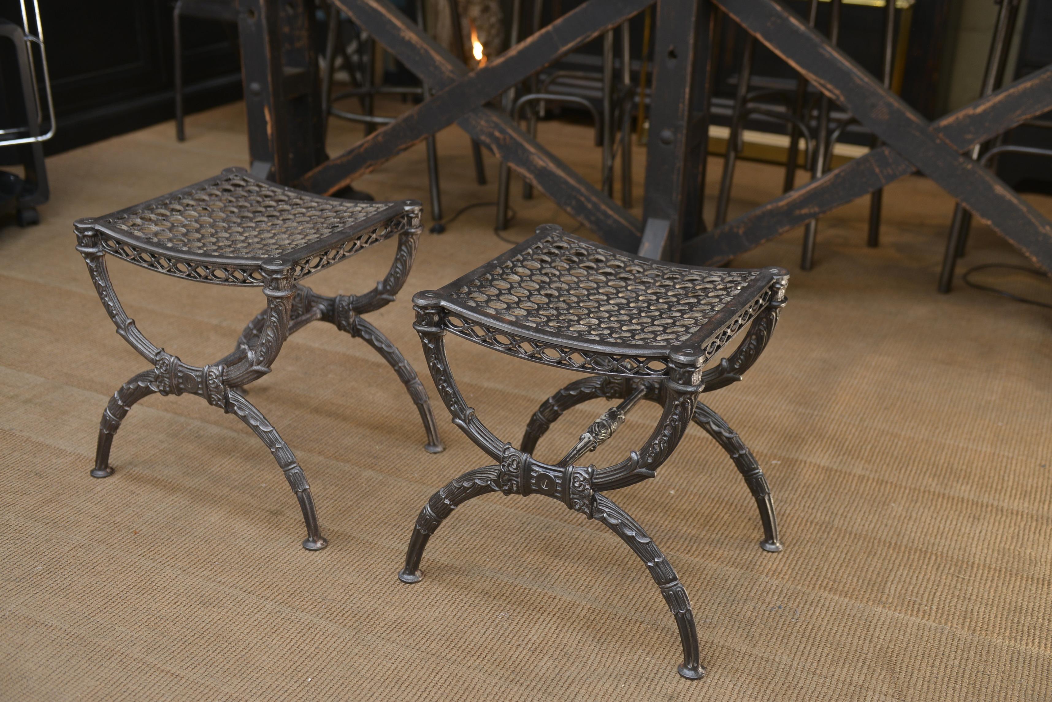 Paire of Cast Iron Stools France, circa 1900 For Sale 4