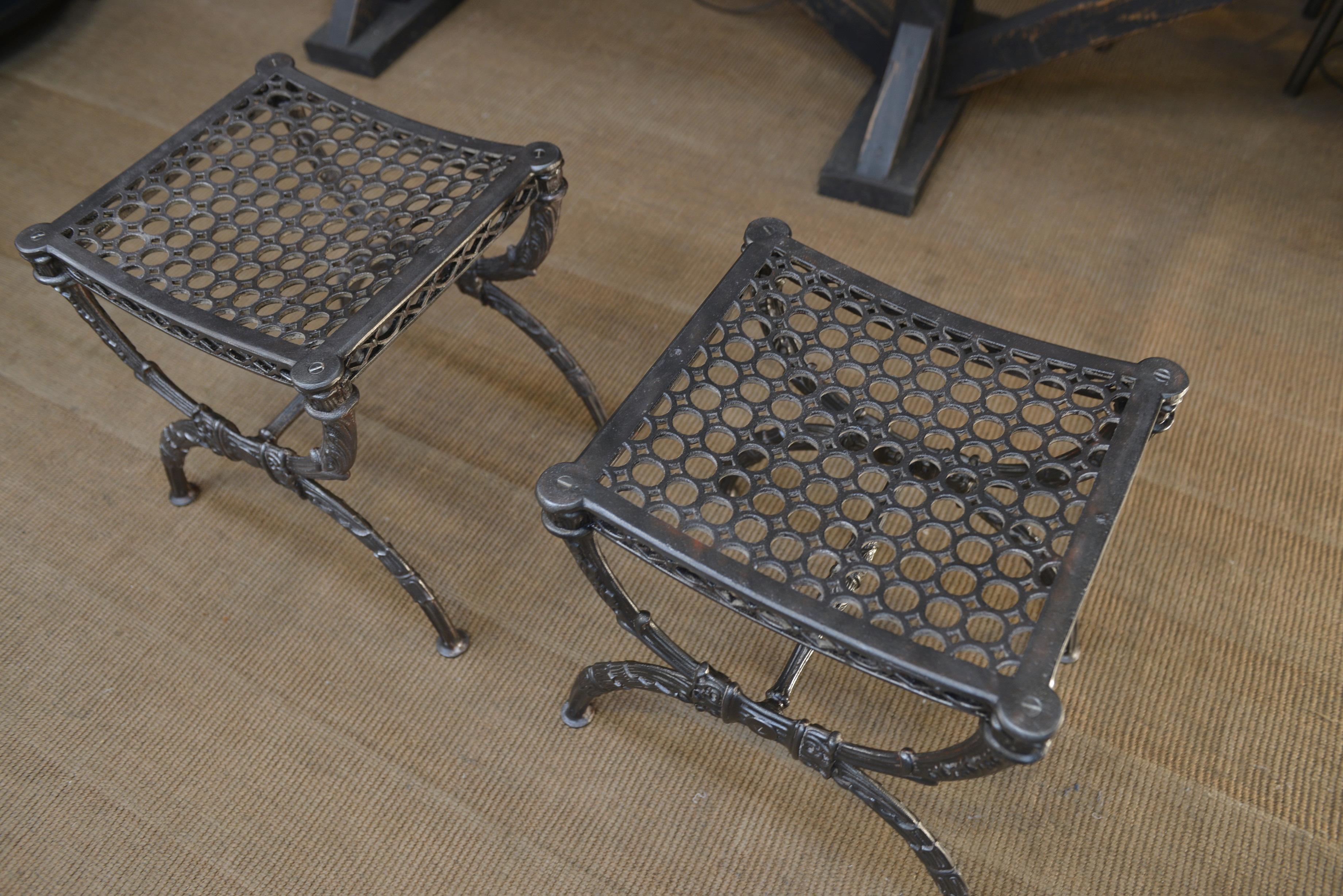 Paire of Cast Iron Stools France, circa 1900 For Sale 5