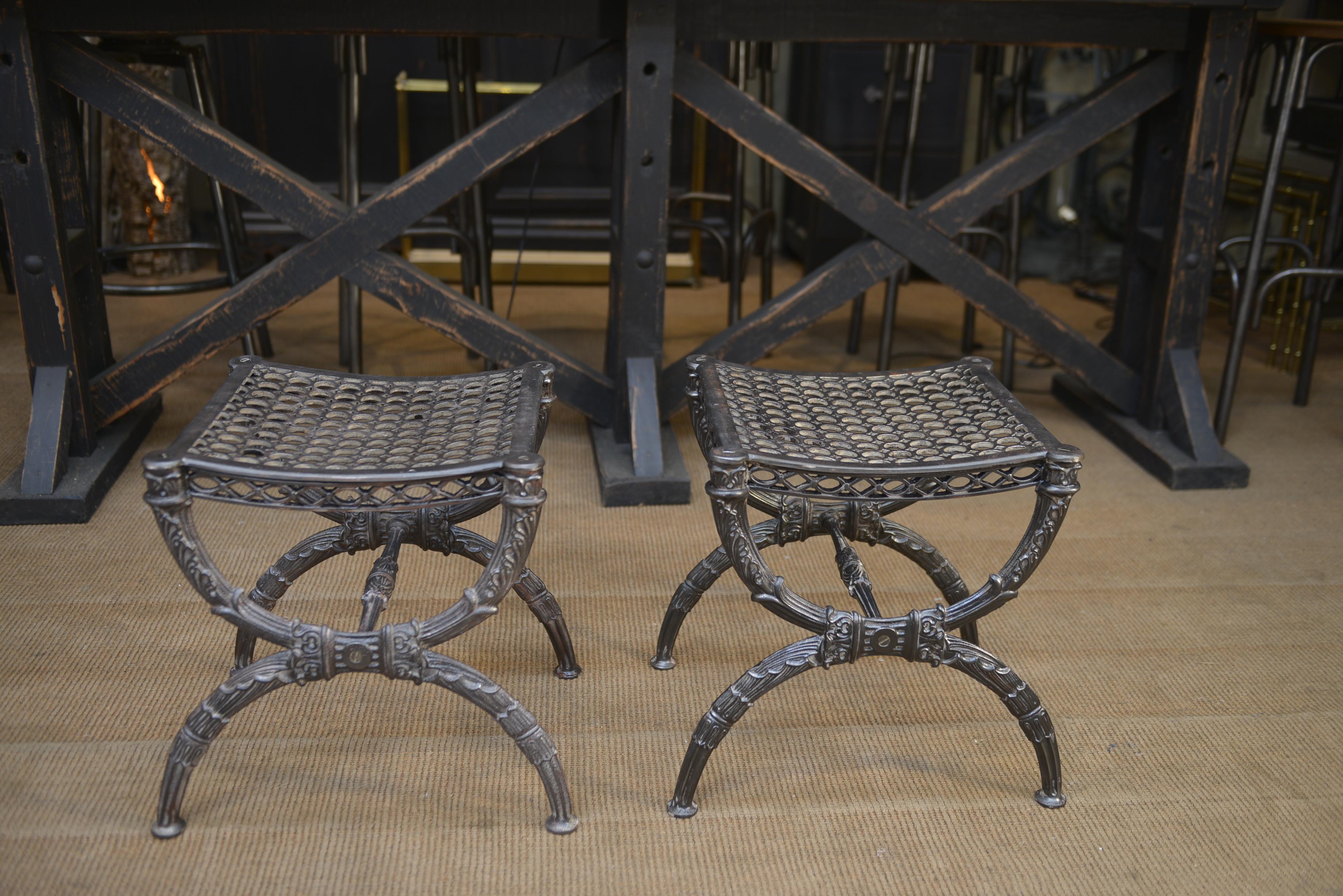 Paire of Cast Iron Stools France, circa 1900 For Sale 8