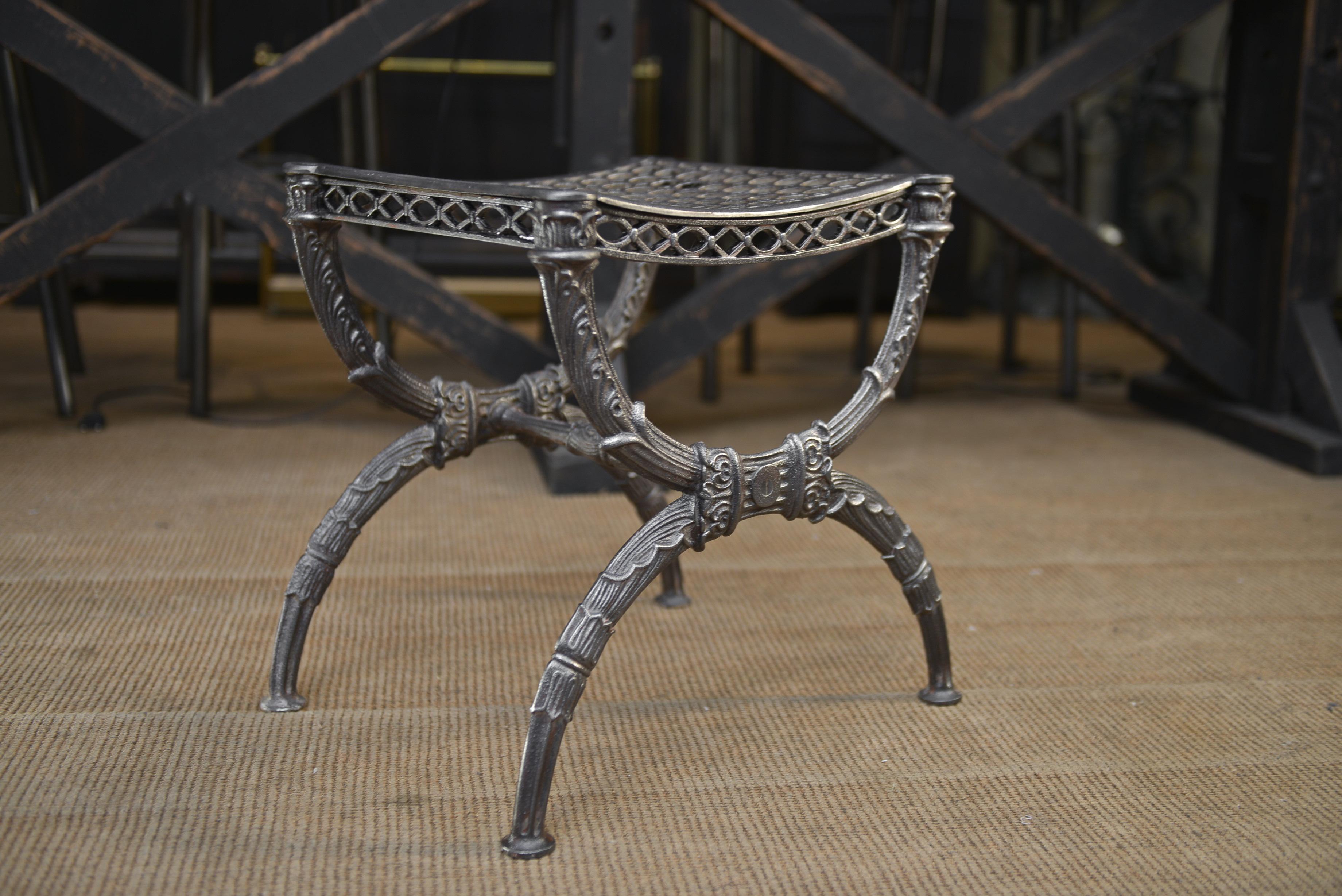 European Paire of Cast Iron Stools France, circa 1900 For Sale