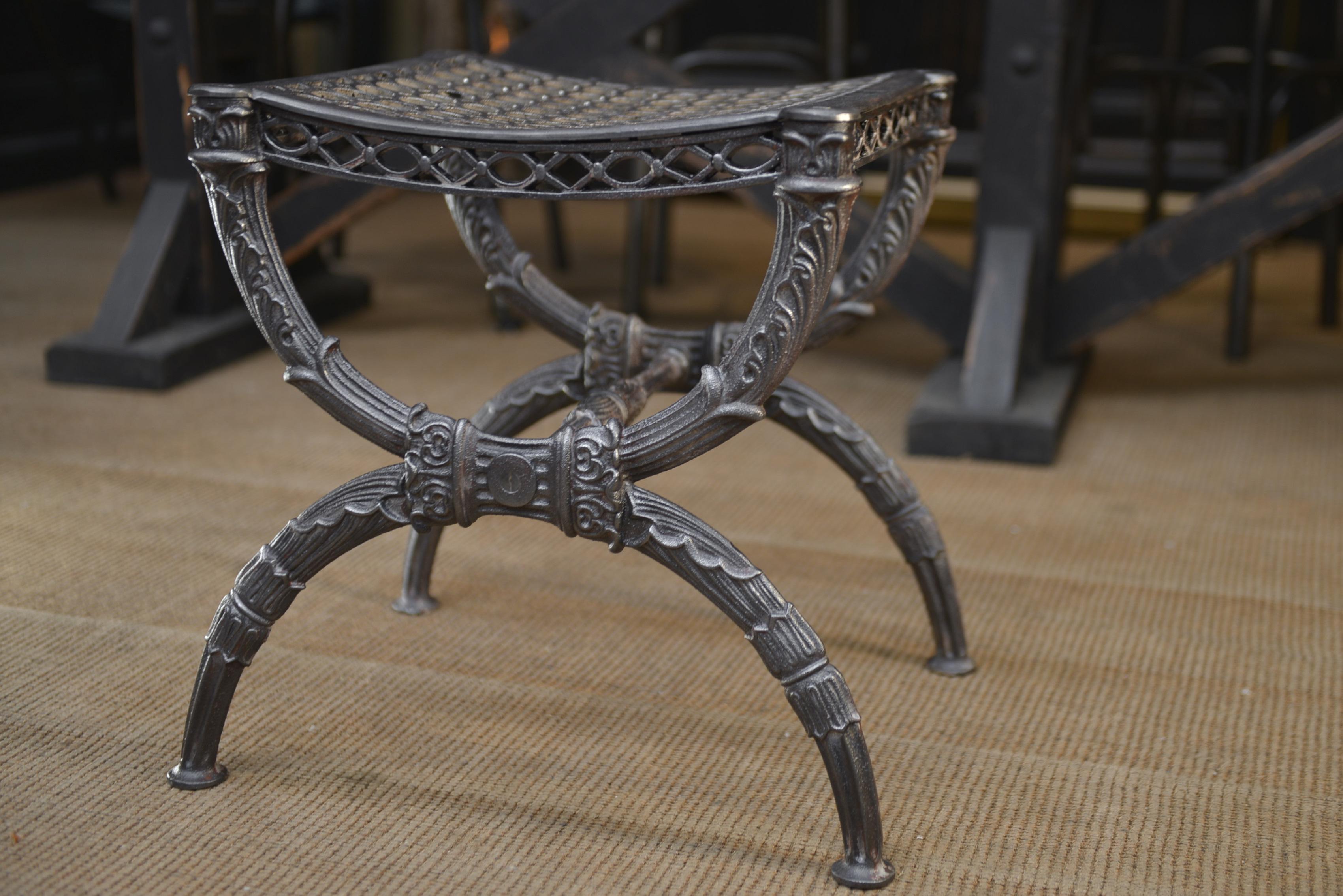 Early 20th Century Paire of Cast Iron Stools France, circa 1900 For Sale