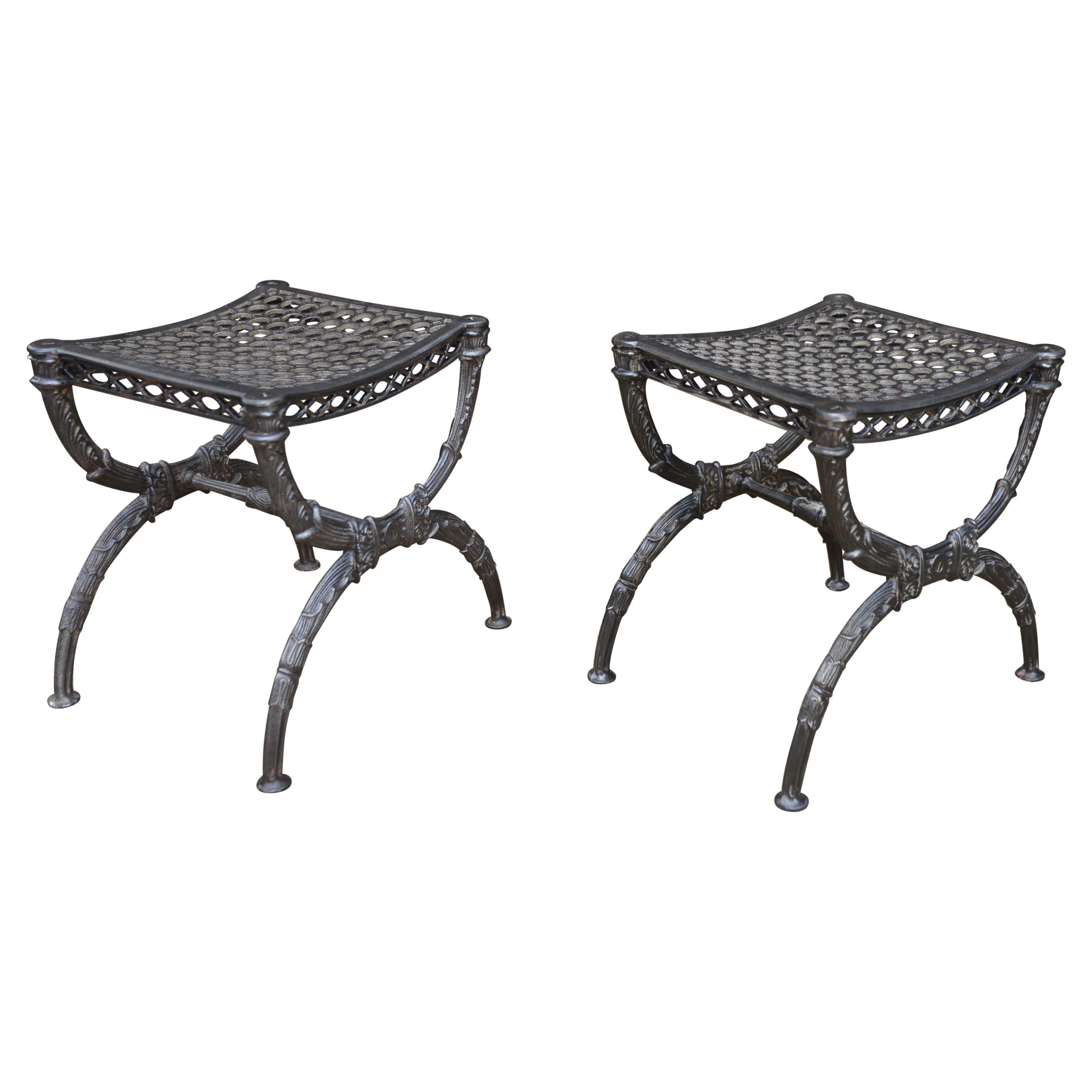 Paire of Cast Iron Stools France, circa 1900 For Sale