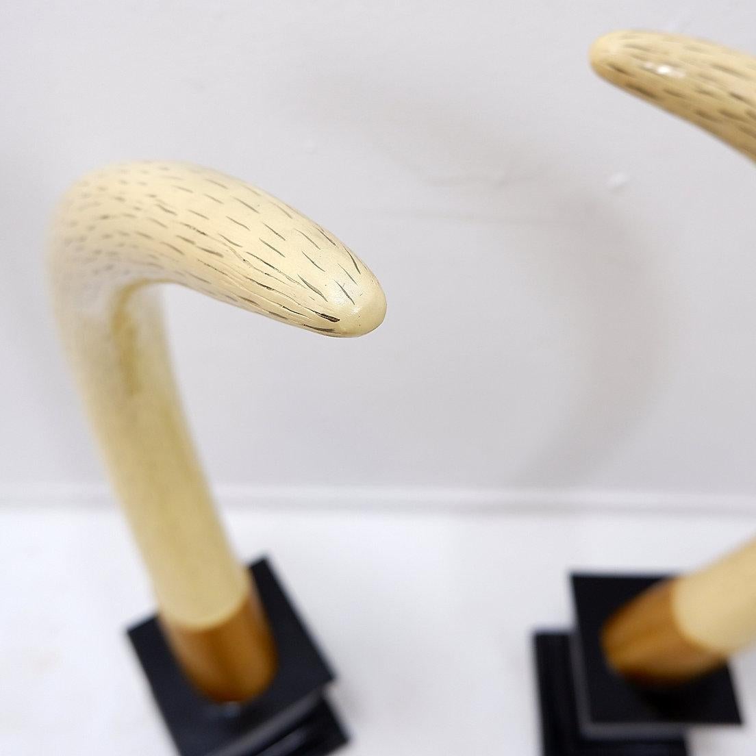 Paire of Faux Elephant Tusks - 20th H:82cm For Sale 6