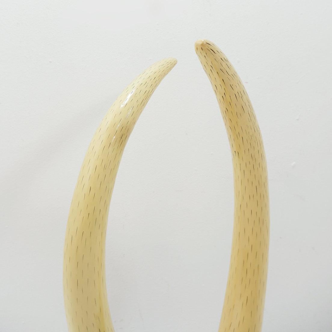 Paire of Faux Elephant Tusks - 20th H:82cm For Sale 7
