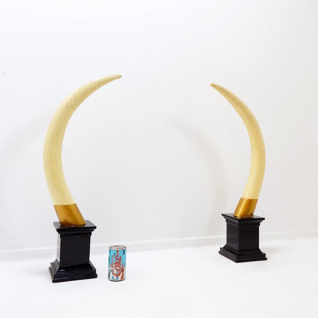 Paire of Faux Elephant Tusks - 20th H:82cm For Sale 2
