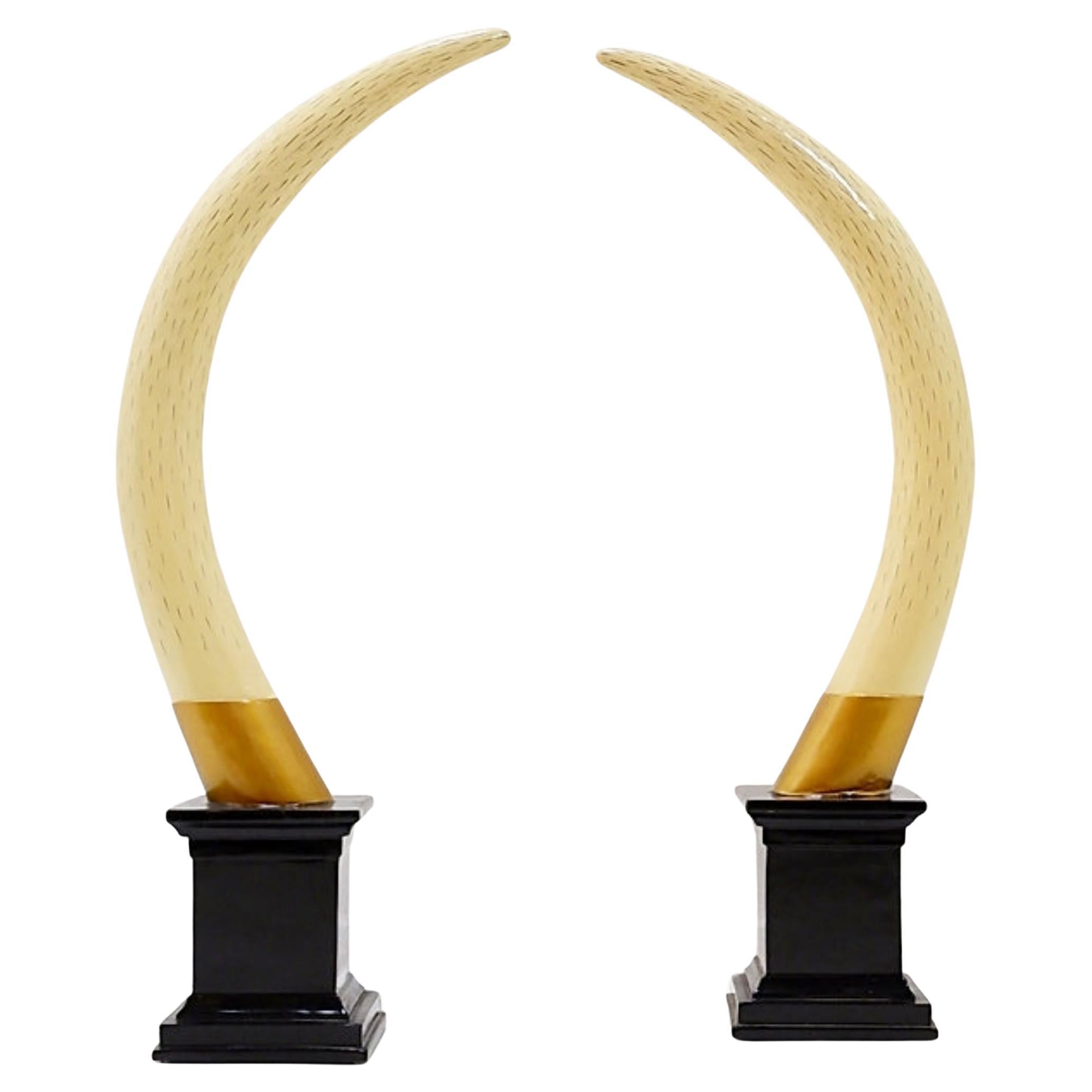 Paire of Faux Elephant Tusks - 20th H:82cm