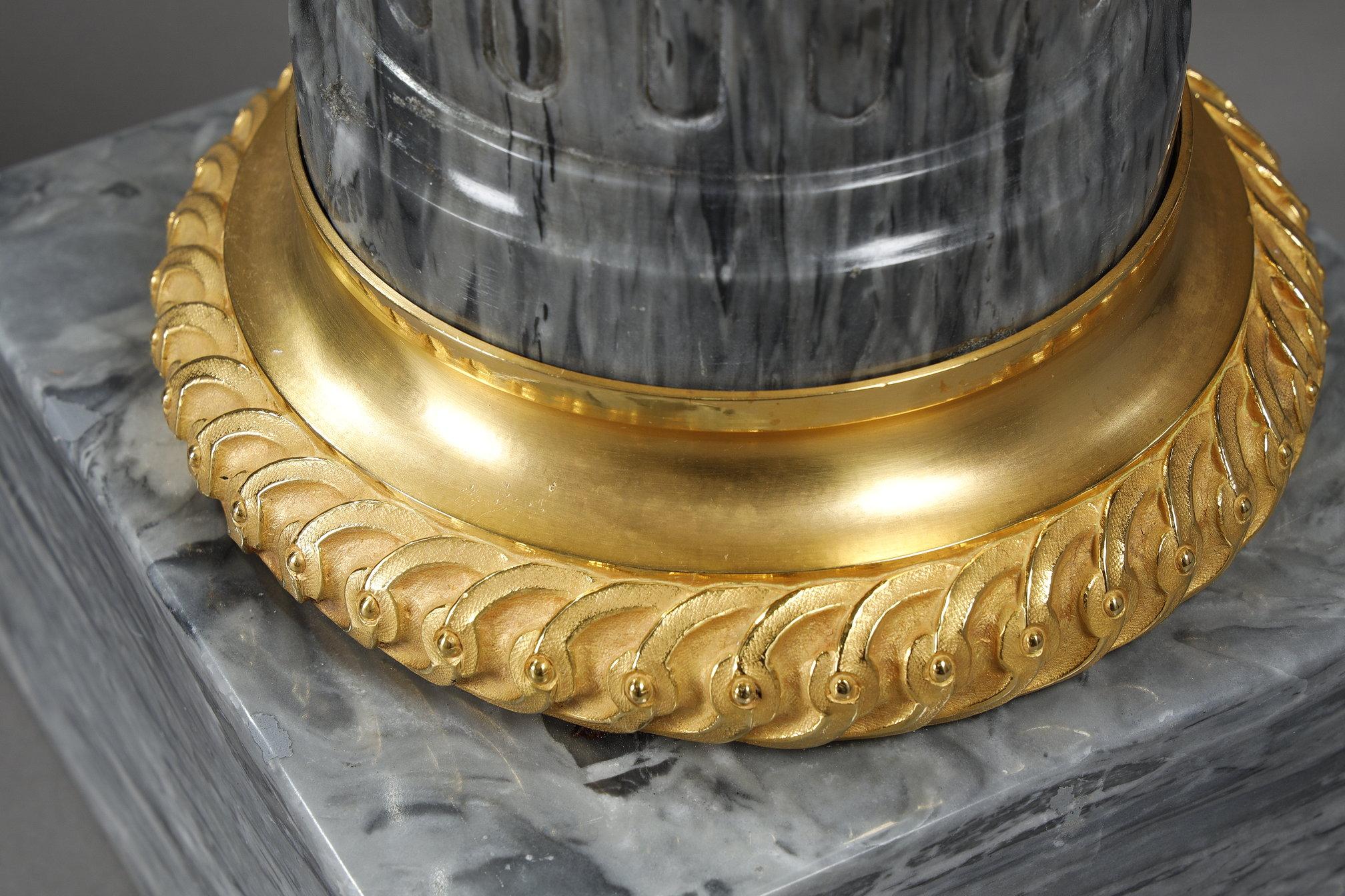 Paire of Fluted marble columns with ionic capitals 13