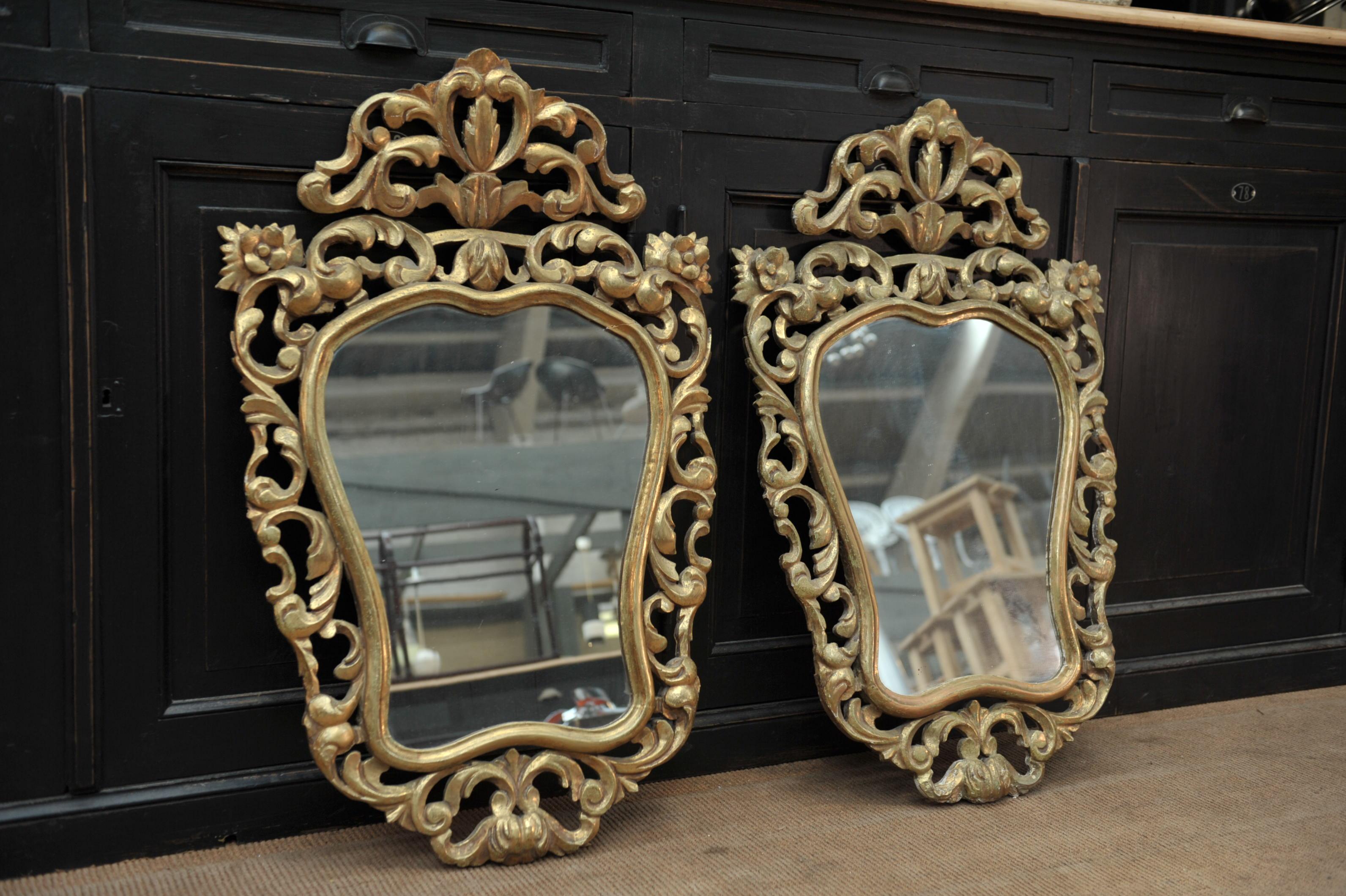 Pair of Louis XV Style Gilt Mirrors For Sale 5