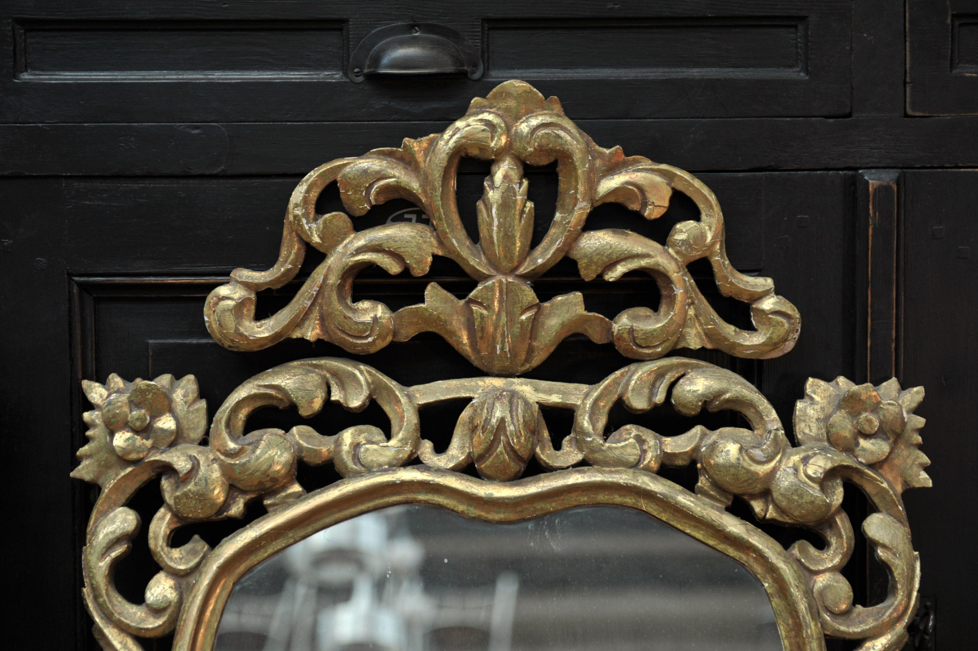 French Pair of Louis XV Style Gilt Mirrors For Sale