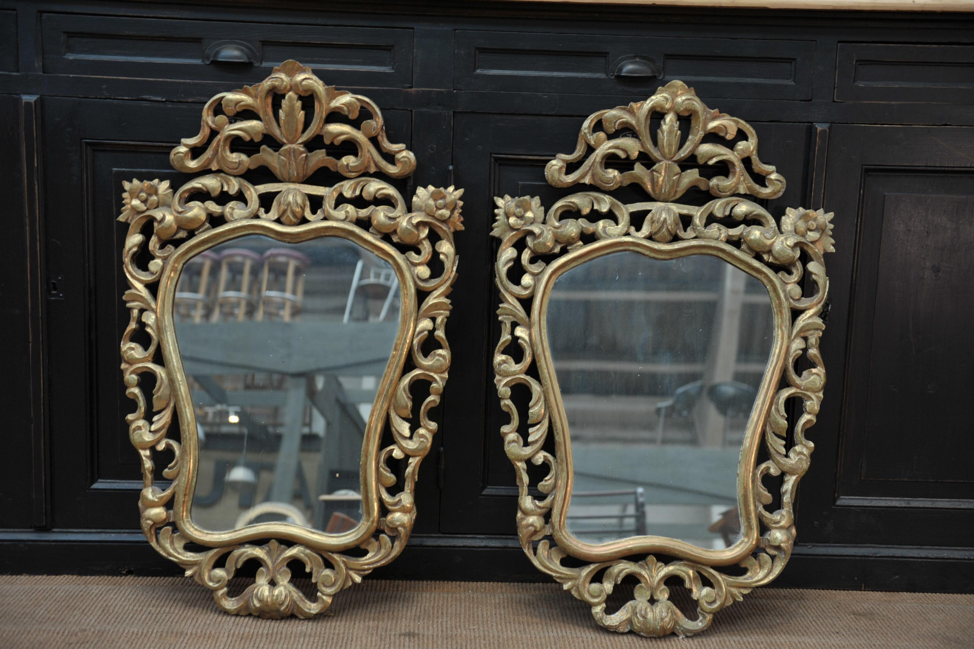 Mid-20th Century Pair of Louis XV Style Gilt Mirrors For Sale