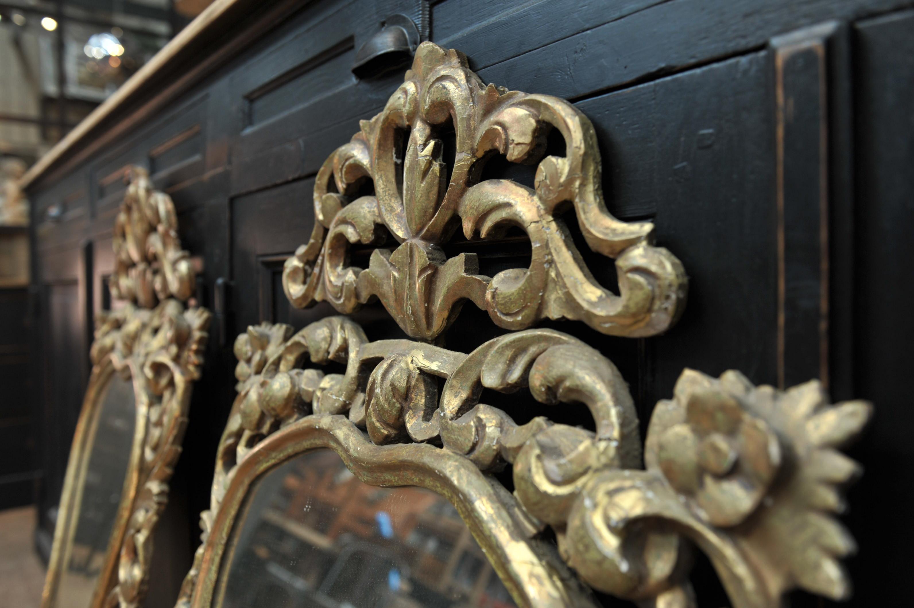 Pine Pair of Louis XV Style Gilt Mirrors For Sale