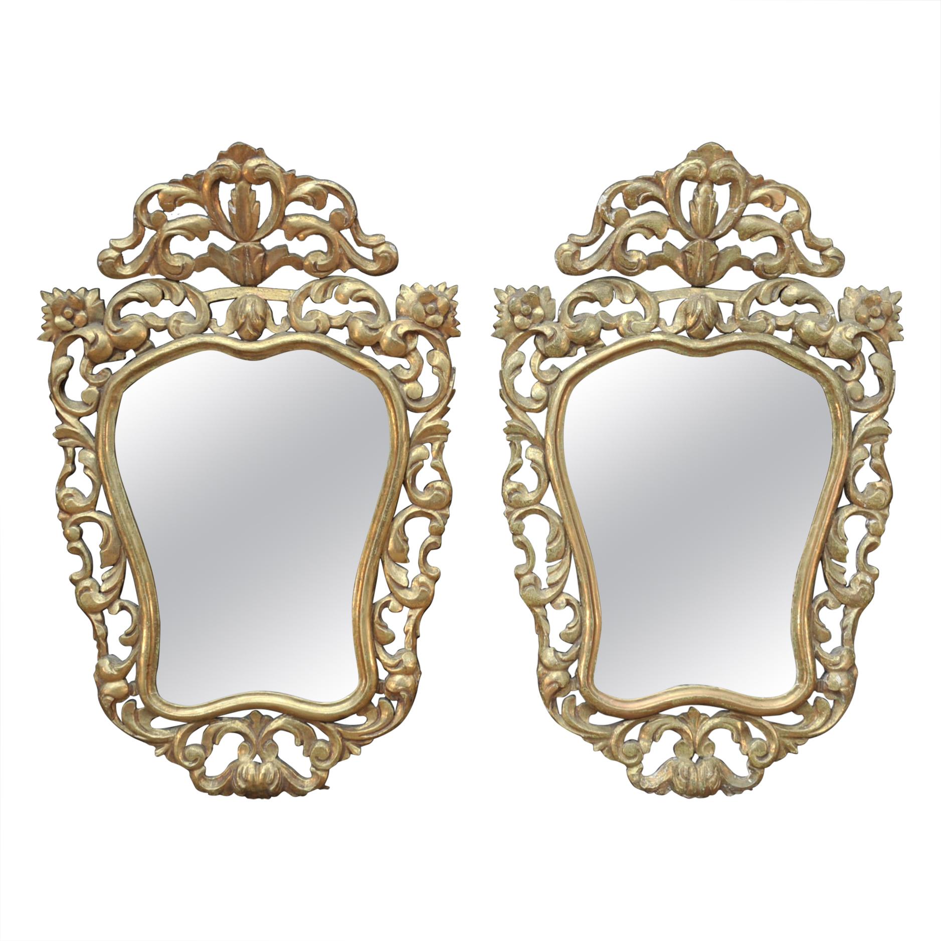 Pair of Louis XV Style Gilt Mirrors For Sale
