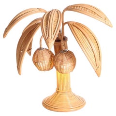 Pair of rattan coconut tree - palm tree lamps