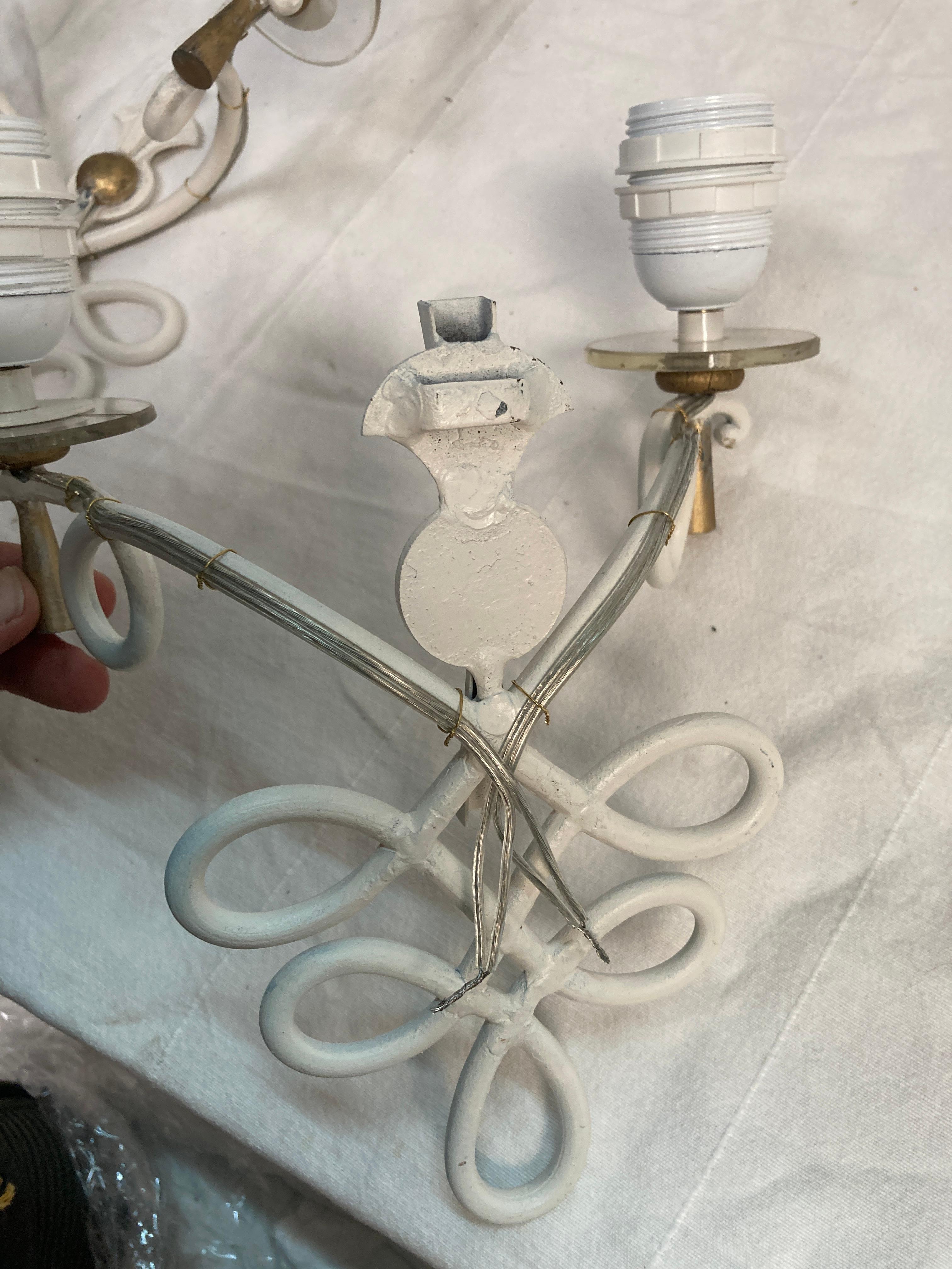 Metal Paire of Sconces by René Drouet For Sale