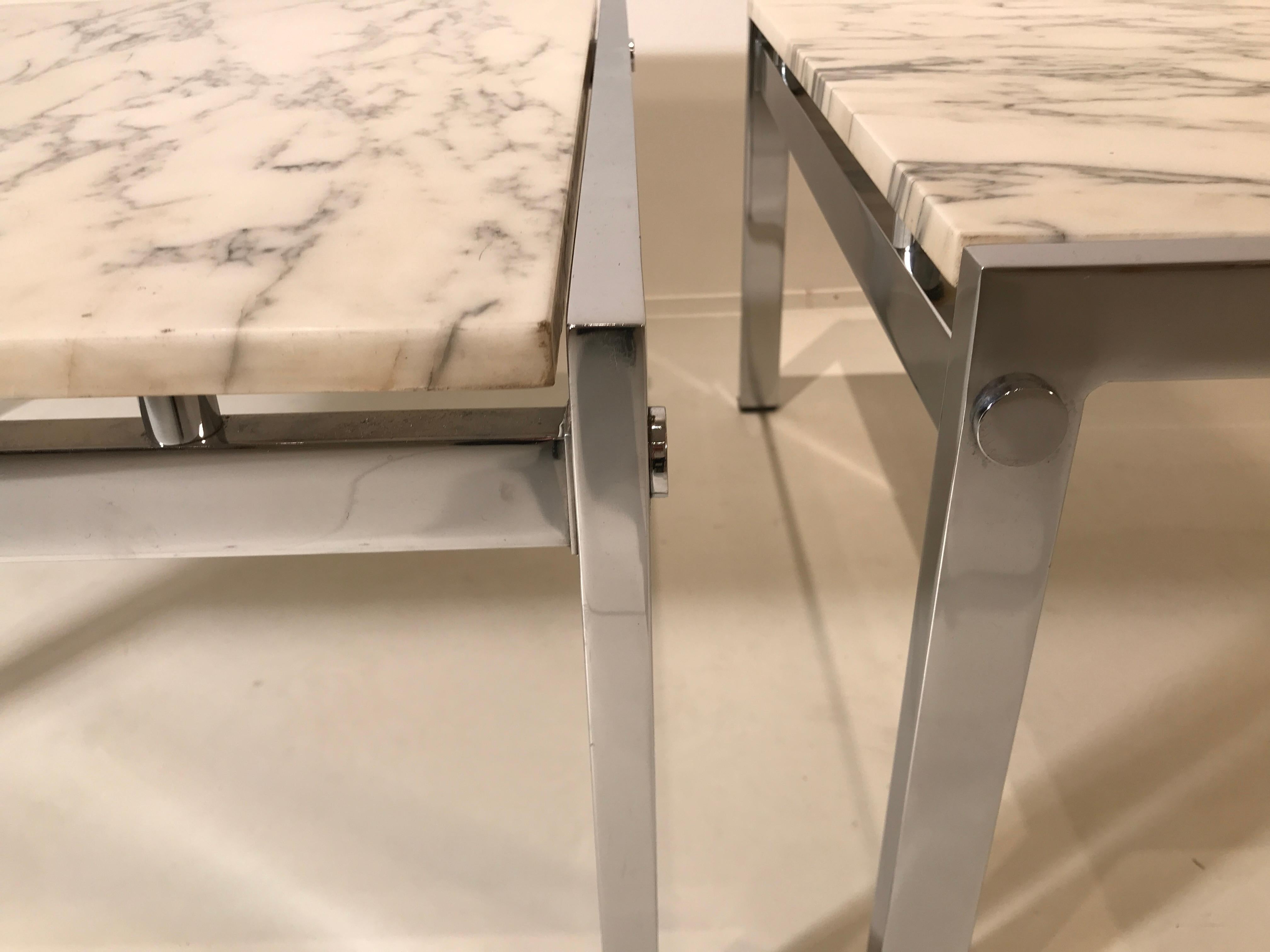 Pair of Side Table Chrome and Carrara Marble, 1960 In Excellent Condition In Brussels, BE