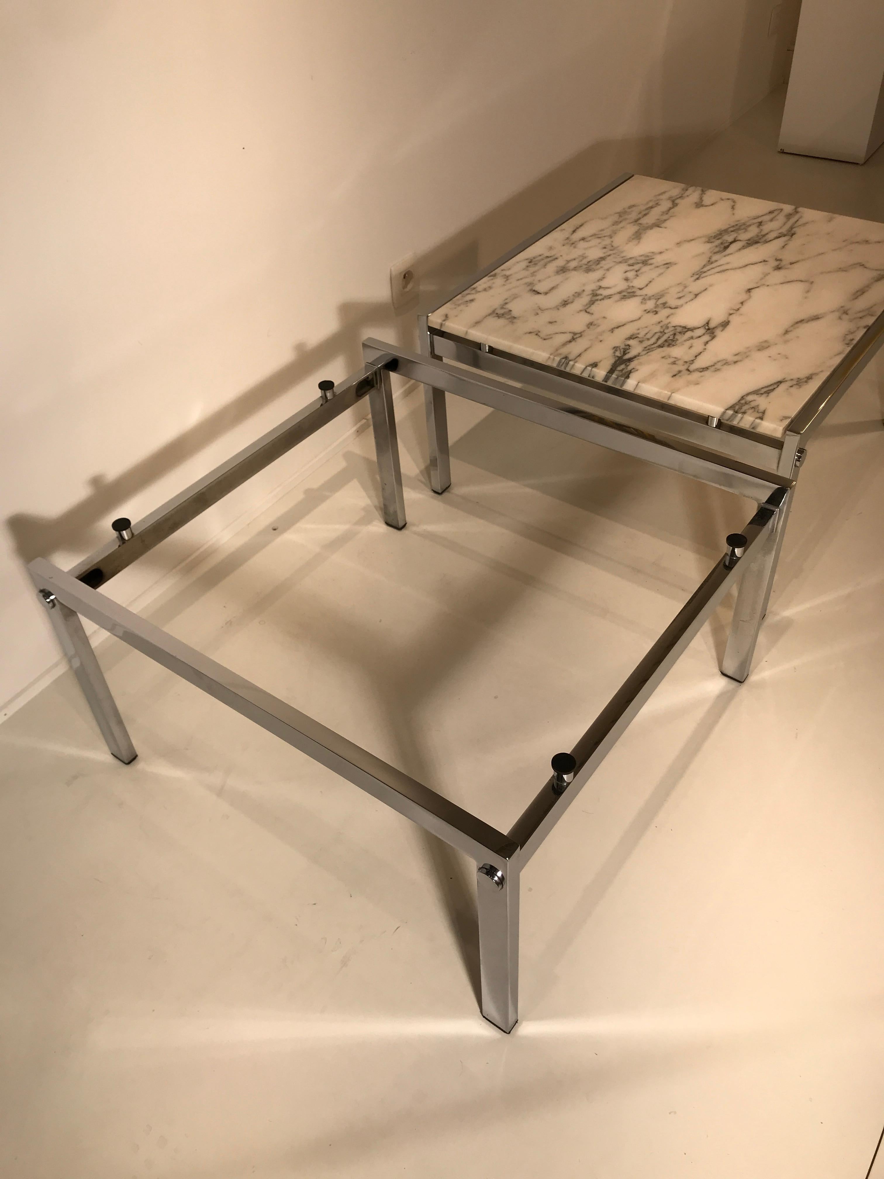Pair of Side Table Chrome and Carrara Marble, 1960 2