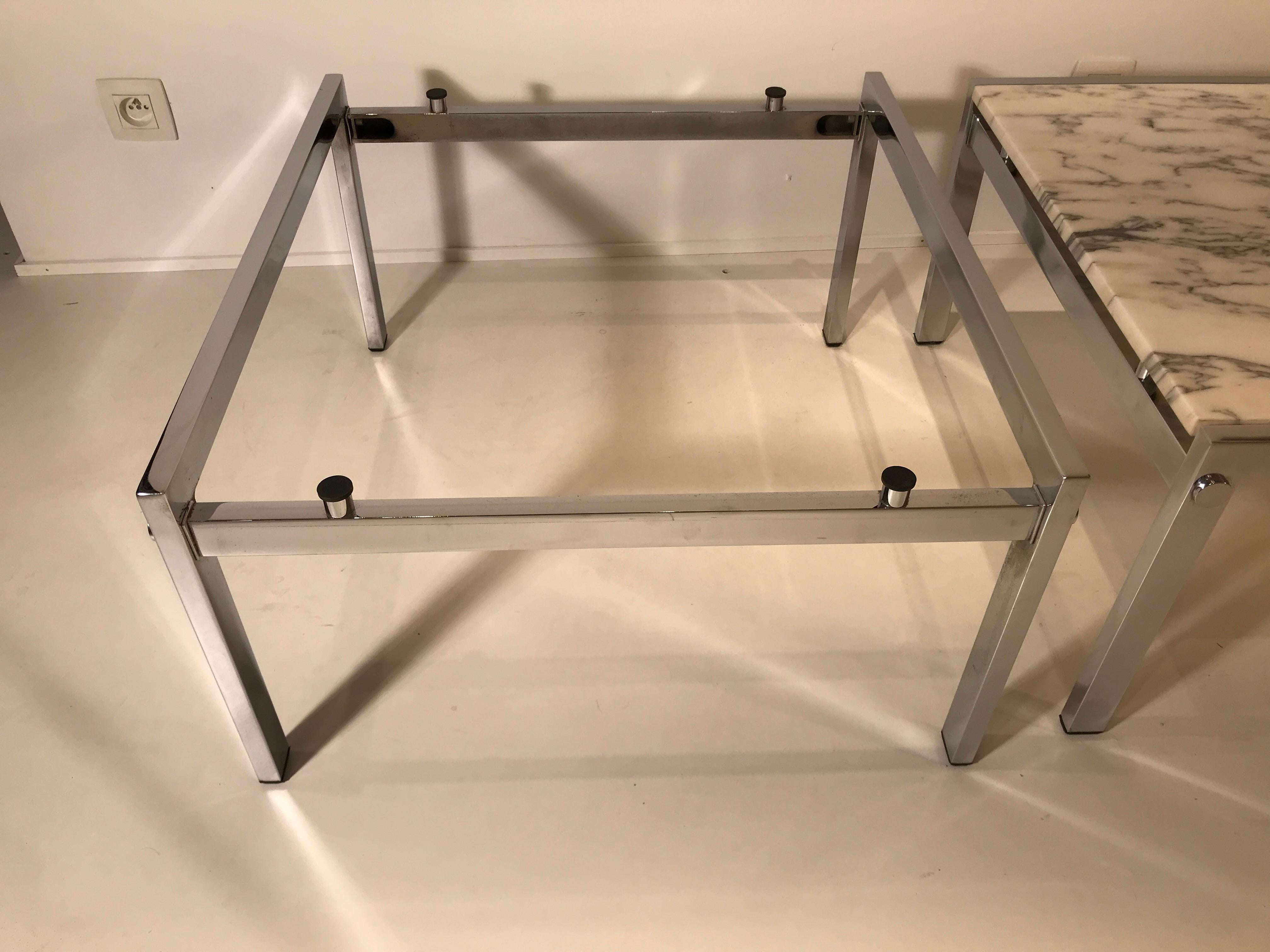 Pair of Side Table Chrome and Carrara Marble, 1960 3