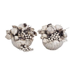 Typical Buccellati: pair of woven baskets covered with fruits solid silver 925