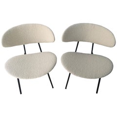 Paire of Two Vintage Retro Curved Pierre Paulin Style Lounge Chairs, circa 1950