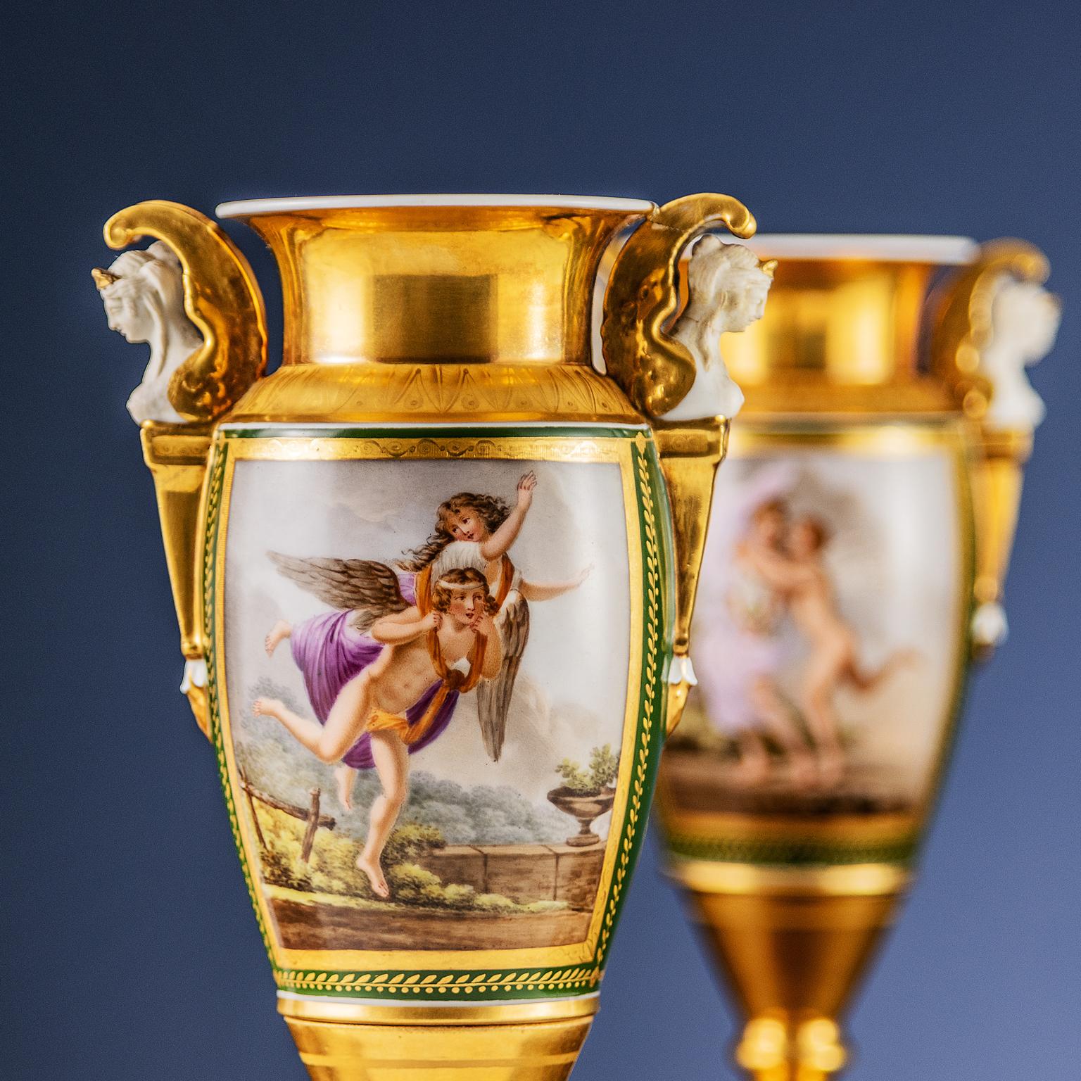 XIXe siècle Paire de vases Empire Dagoty Manufacture Ceramic France \\\'800 en vente