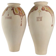 Paire of Very Important Vases in Terra Cotta in Greek Design, 20th Century
