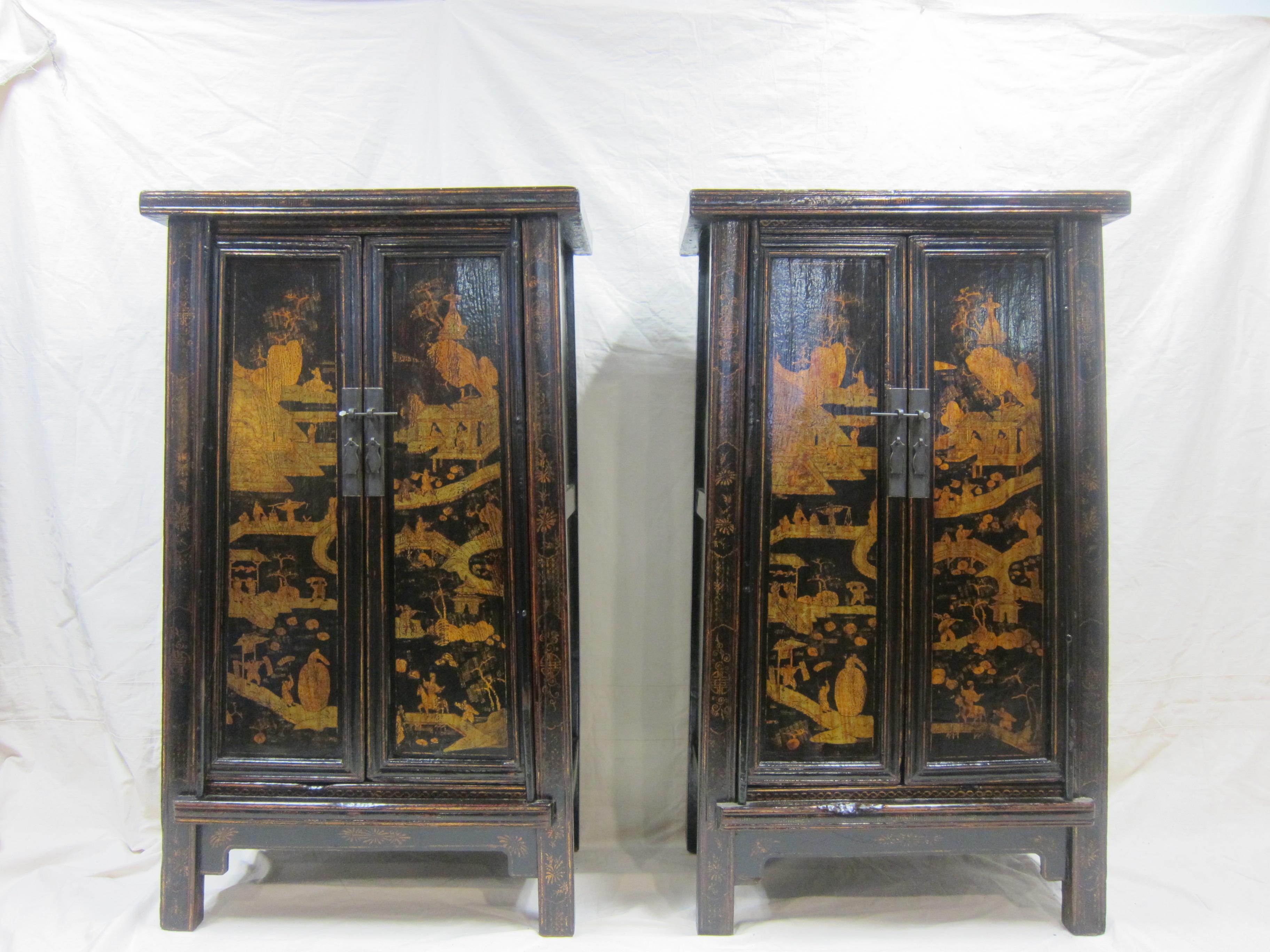 Chinese Paired 19th Century Wedding Cabinets For Sale