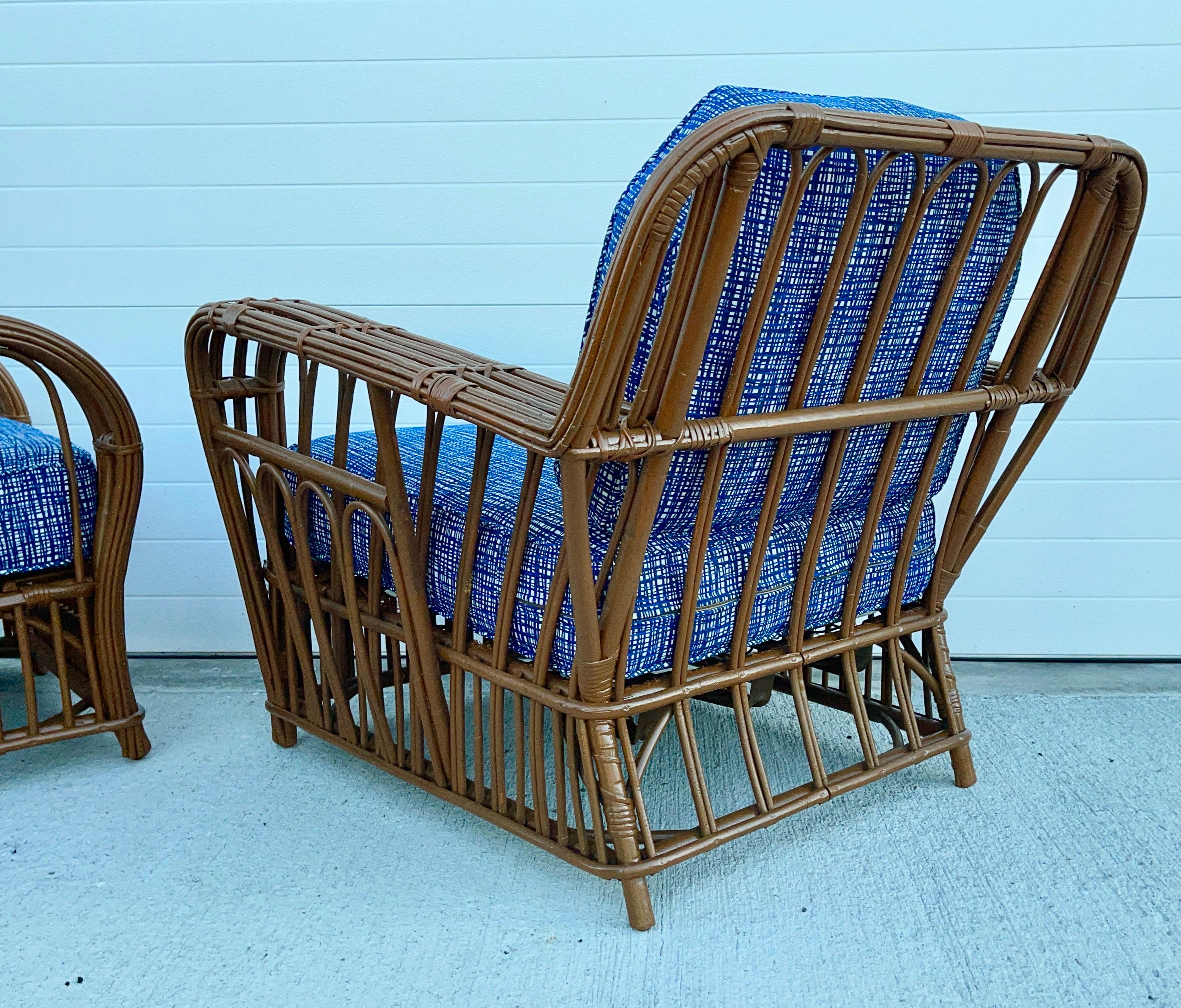 Paired American Art Deco Stick Reed Chairs For Sale 6
